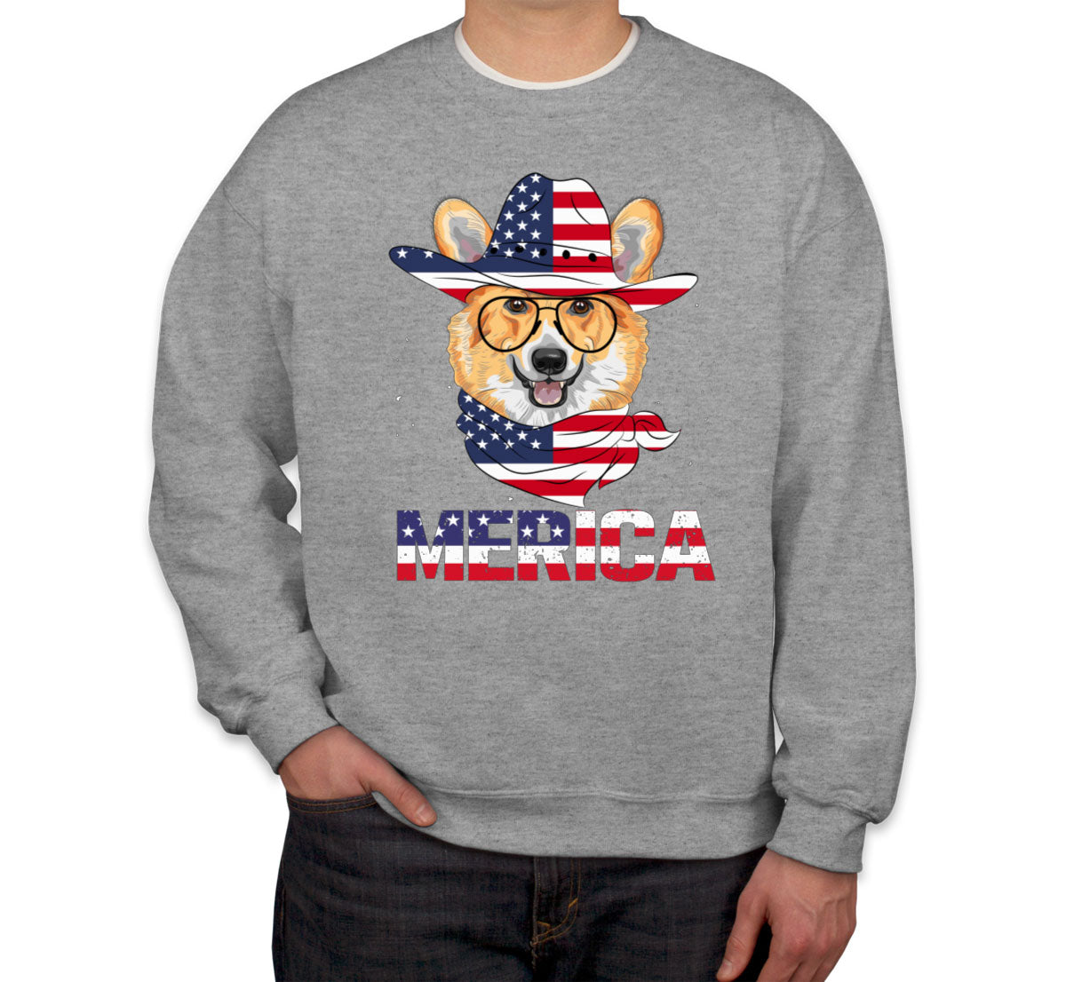 Corgi Merica Patriotic Unisex Sweatshirt