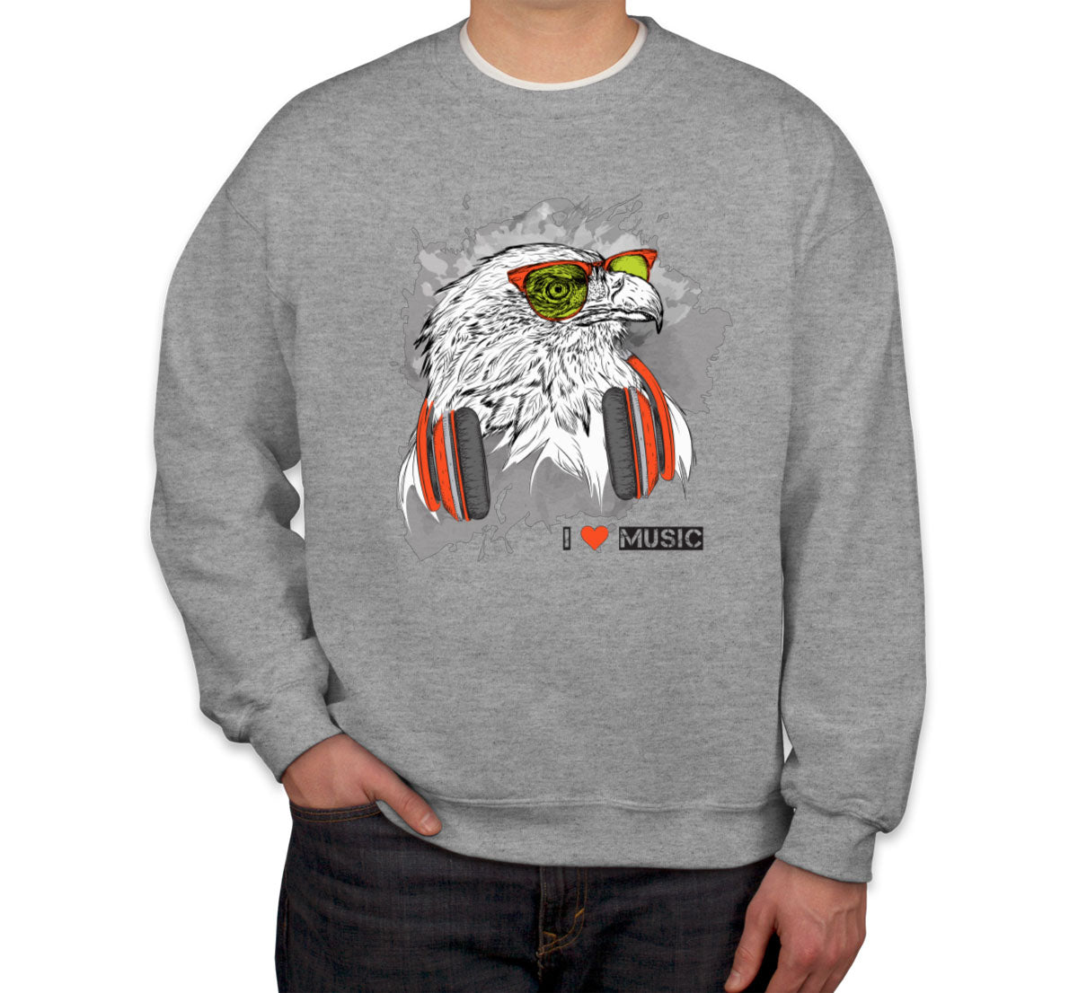 I Love Music Eagle With Headphones Unisex Sweatshirt