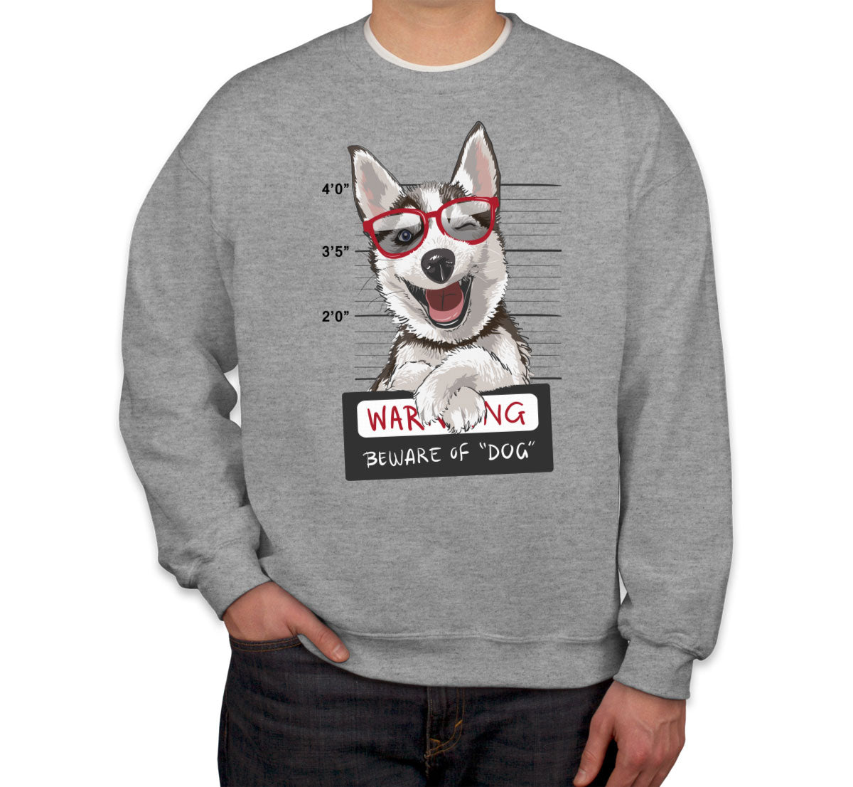 Happy Husky Dog Mugshot Unisex Sweatshirt