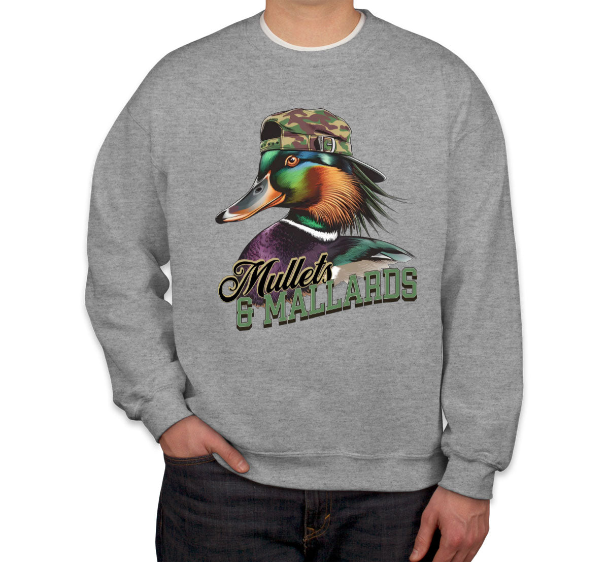Mullets And Mallards Duck Hunting Unisex Sweatshirt