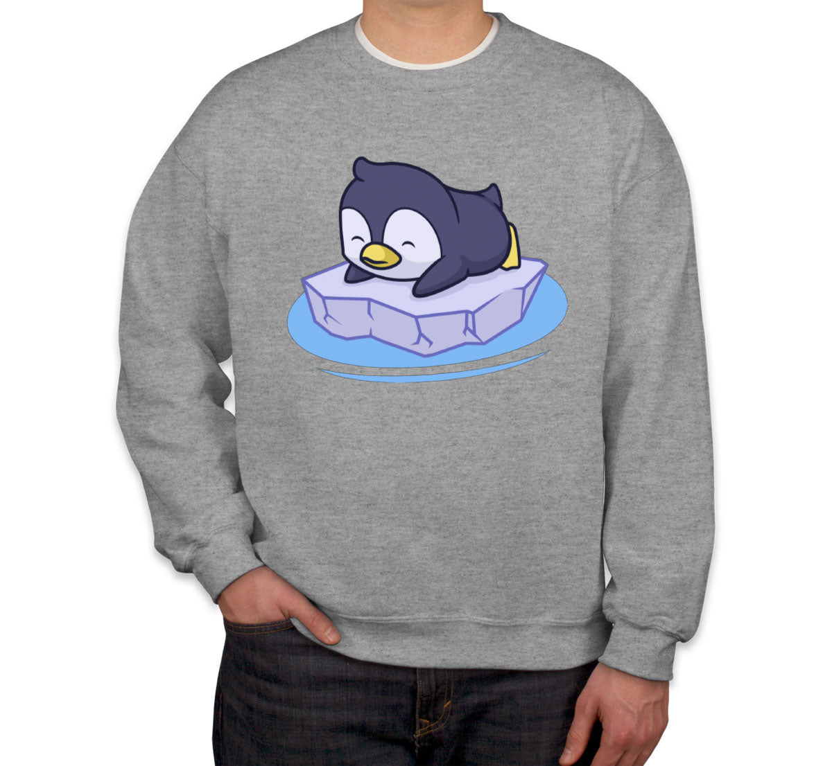 Penguin On Ice Block Unisex Sweatshirt