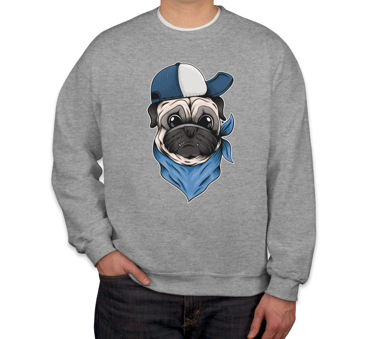 Pug Dog With Hat And Bandana Unisex Sweatshirt
