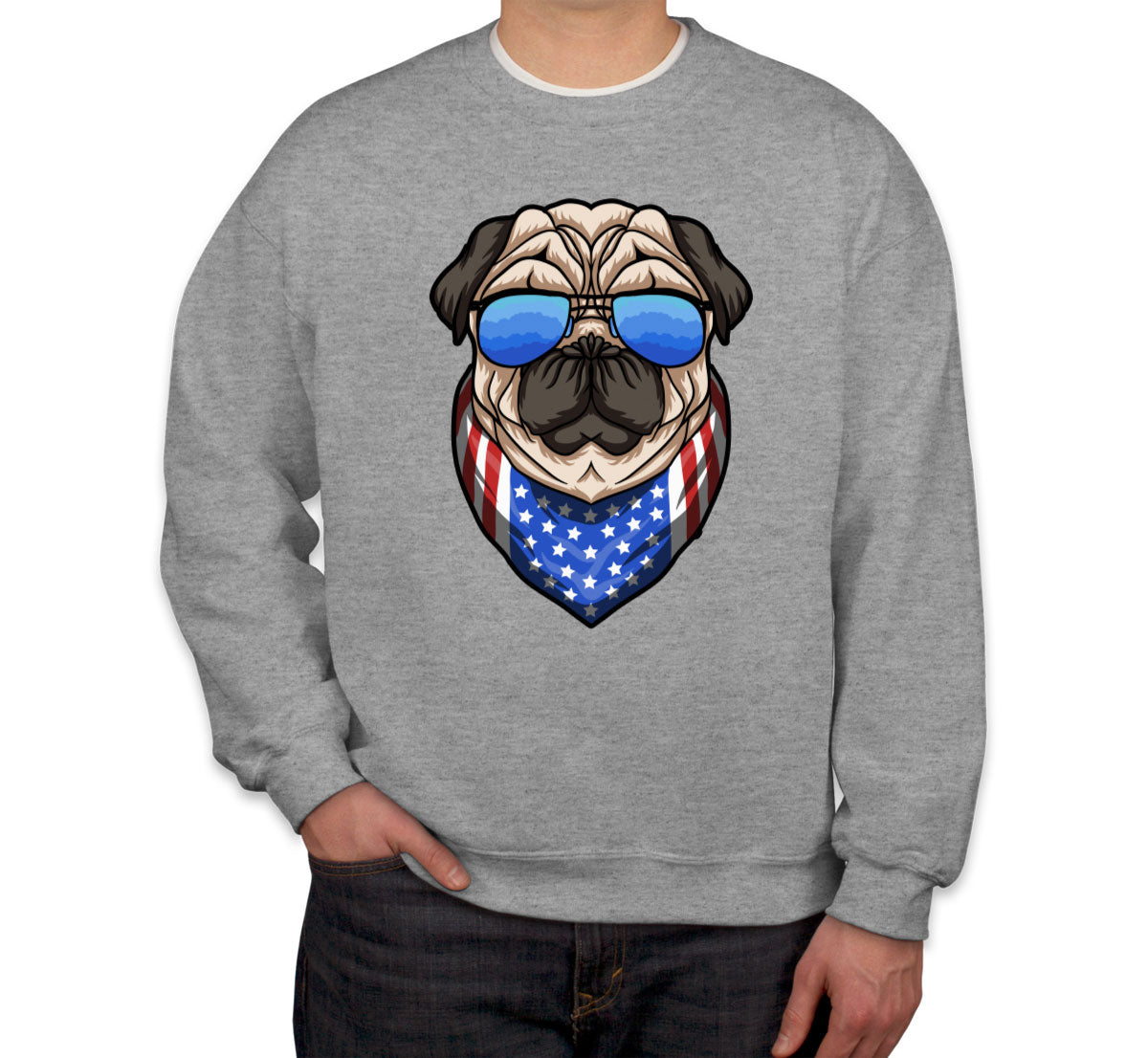 Pug Dog With Sunglasses And Bandana Unisex Sweatshirt
