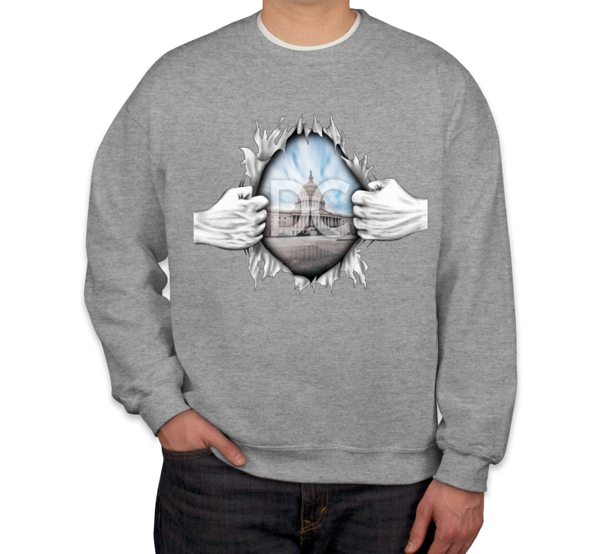 Ripping Open Shirt Washington DC Unisex Sweatshirt