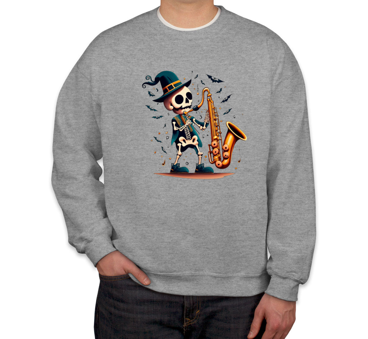 Skeleton Playing Saxophone Unisex Sweatshirt