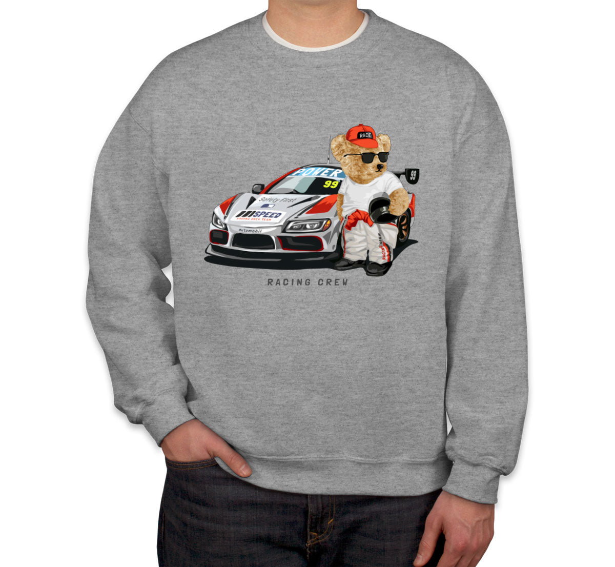 Teddy Bear Racing Crew Unisex Sweatshirt