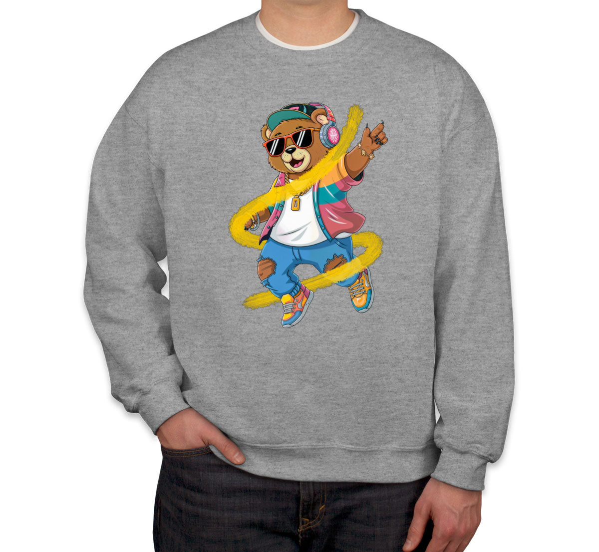Teddy Bear With Headphone And Sunglasses Unisex Sweatshirt
