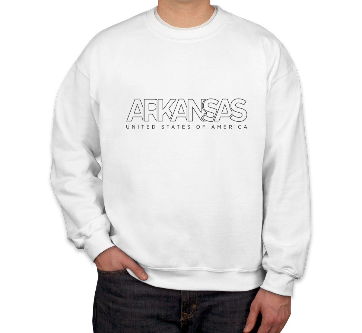 Arkansas Outline Typography Unisex Sweatshirt