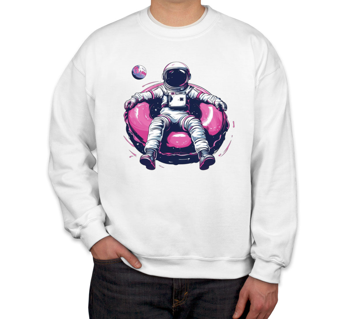 Astronaut On A Pink Float Unisex Sweatshirt