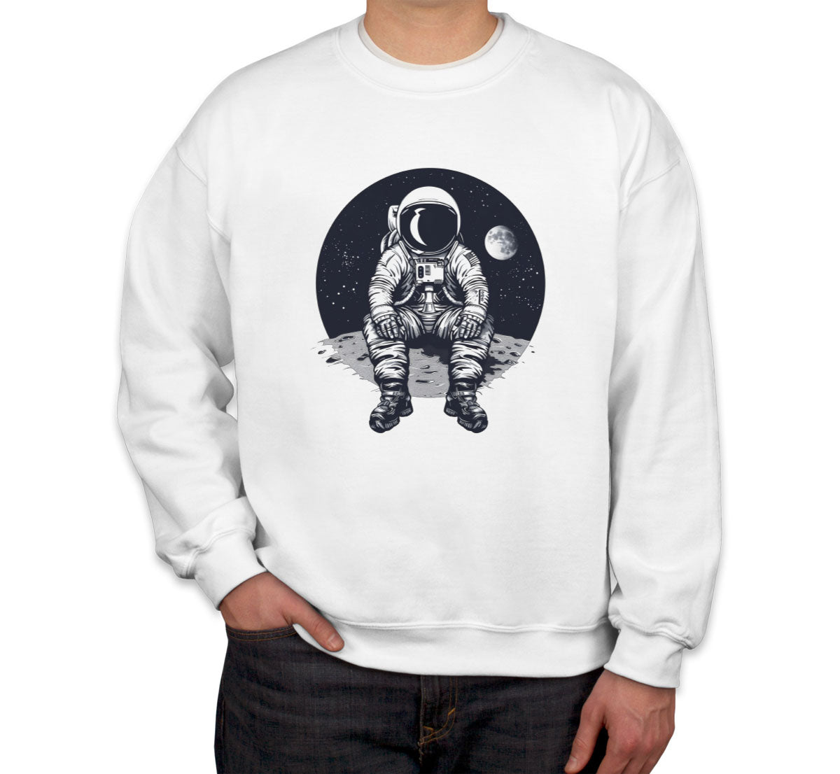 Astronaut Sitting On Moon Unisex Sweatshirt