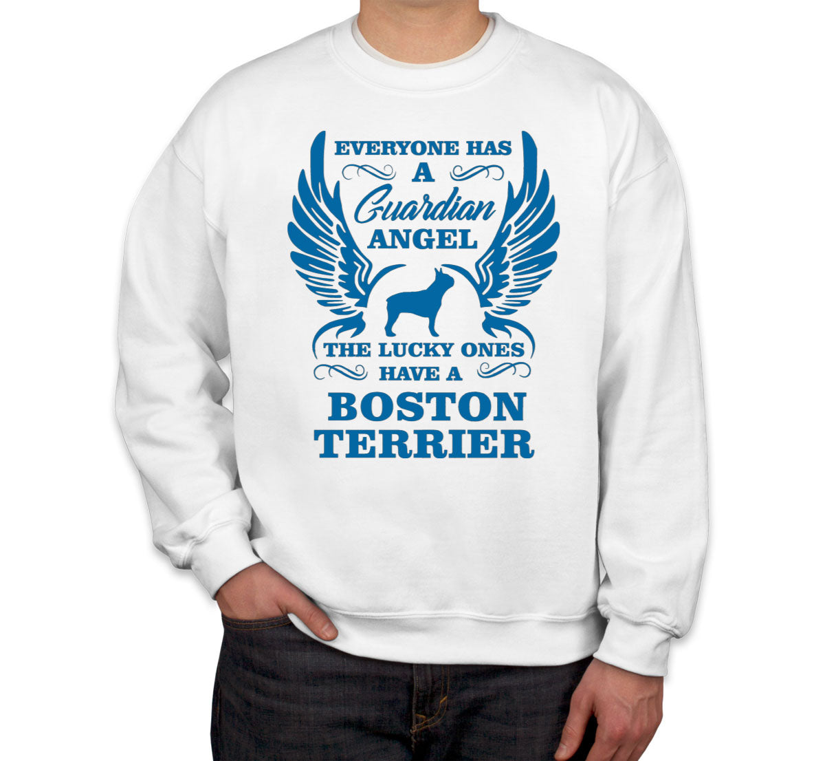 Boston Terrier Guardian Angel Dog Unisex Sweatshirt