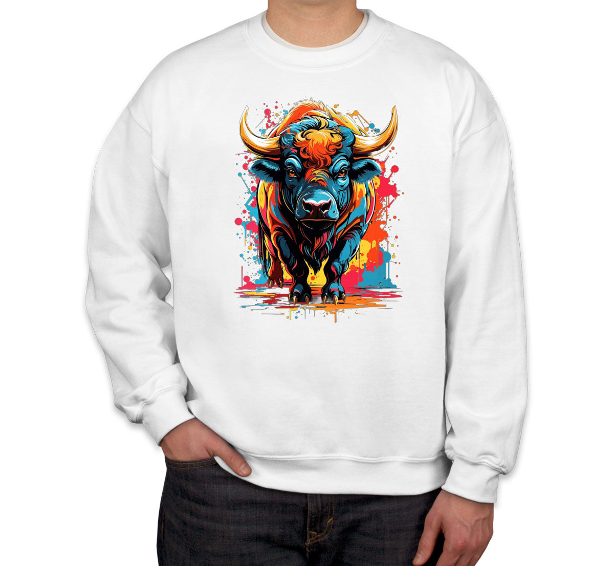 Illustration Colorful Bull Unisex Sweatshirt