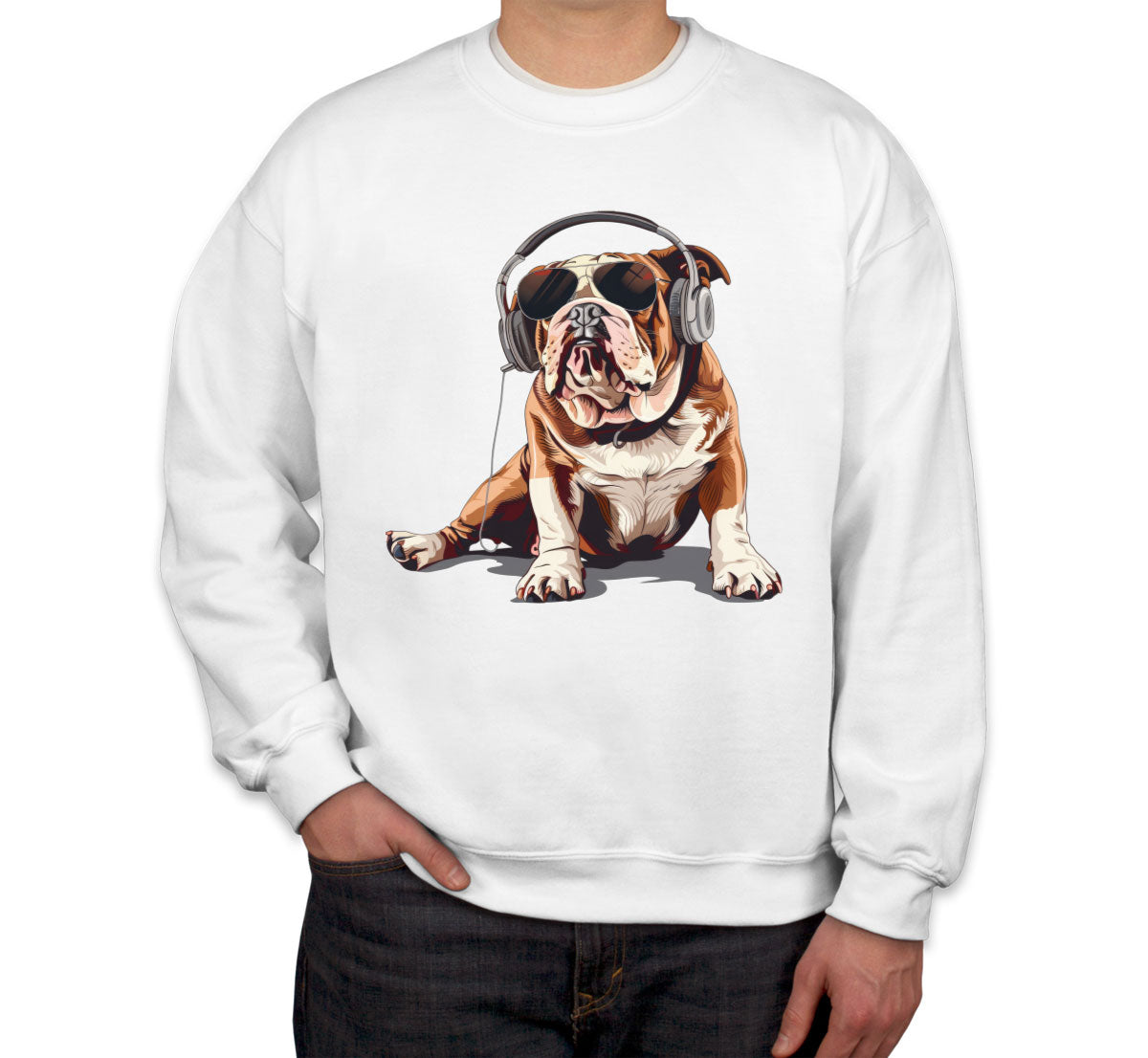 Bulldog With Headphone Unisex Sweatshirt