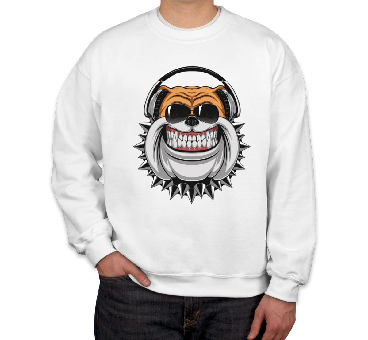 Bulldog With Headphone Cartoon Unisex Sweatshirt