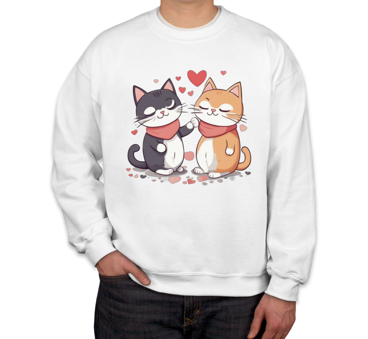 Cute Cat Couples Valentine's Day Unisex Sweatshirt