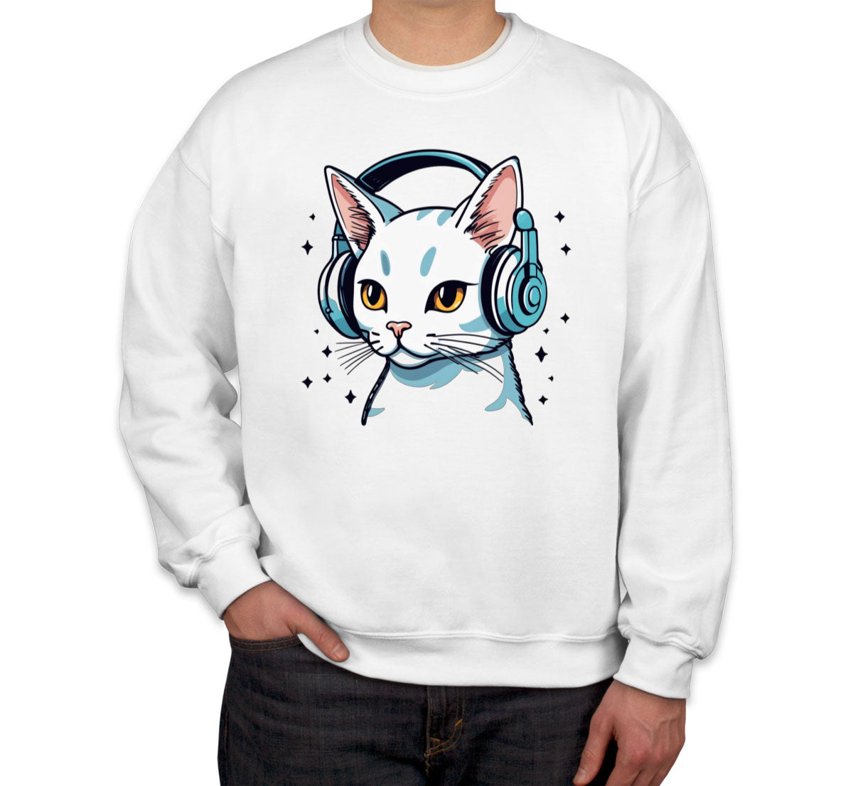 Cool Cat With Headphone Unisex Sweatshirt