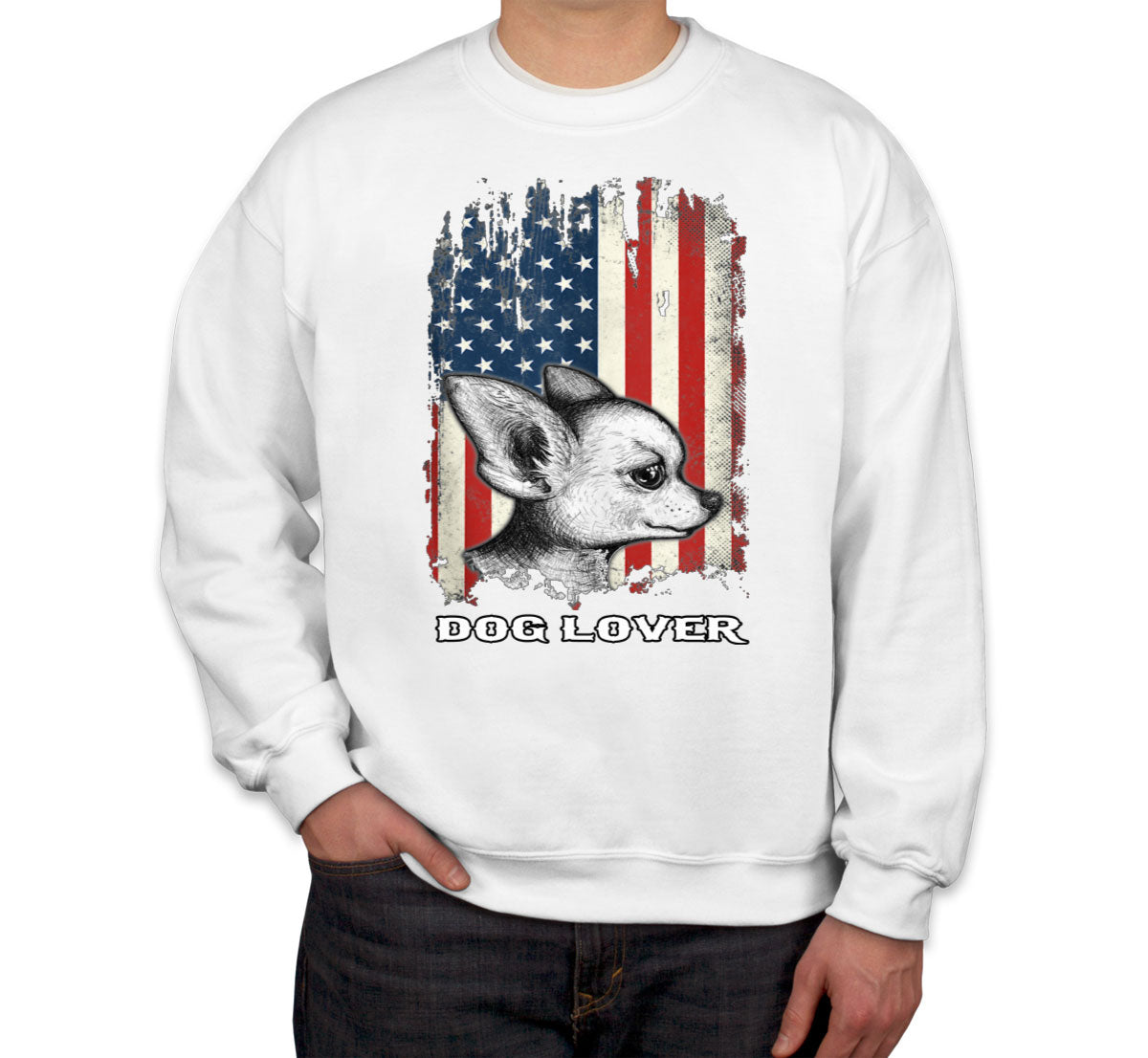 Chihuahua Dog Lover With American Flag Unisex Sweatshirt