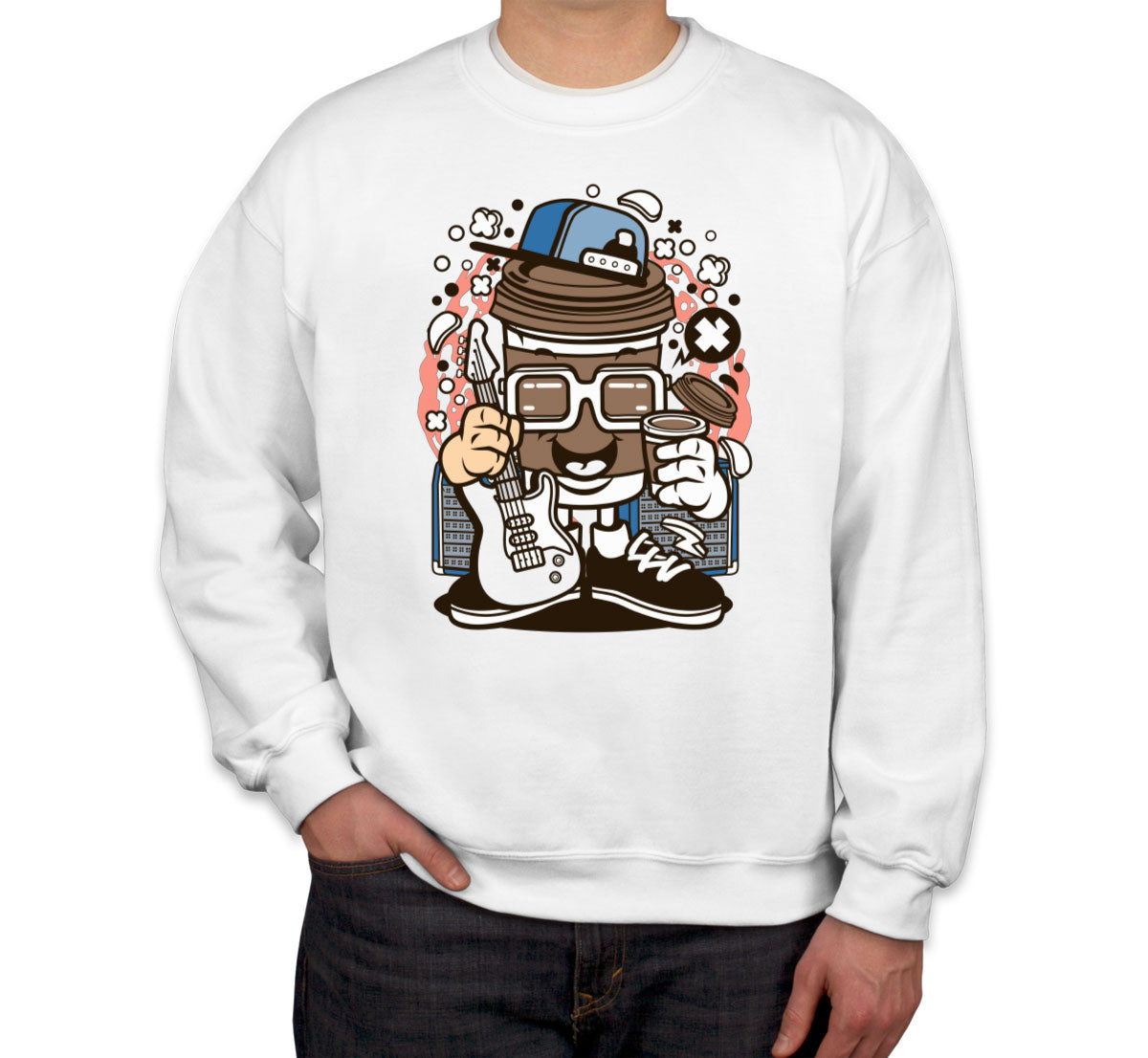 Coffee Cup Rock Cartoon Unisex Sweatshirt