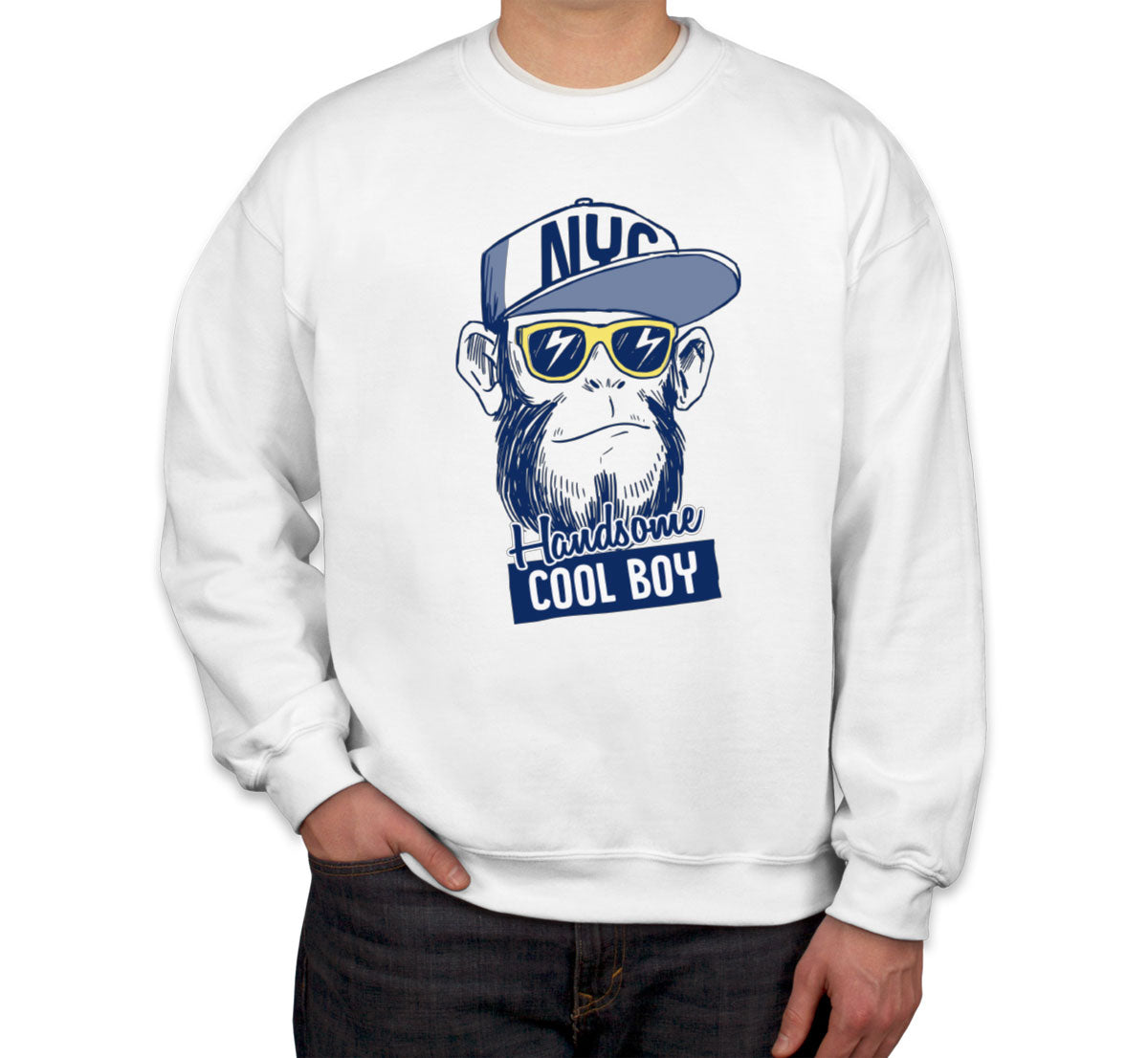 Handsome Cool Boy NYC Monkey Unisex Sweatshirt