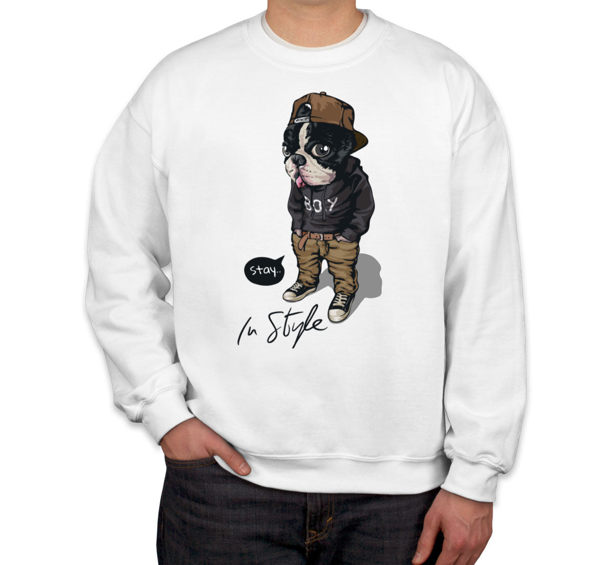 Cool Pug Boy Stay In Style Unisex Sweatshirt