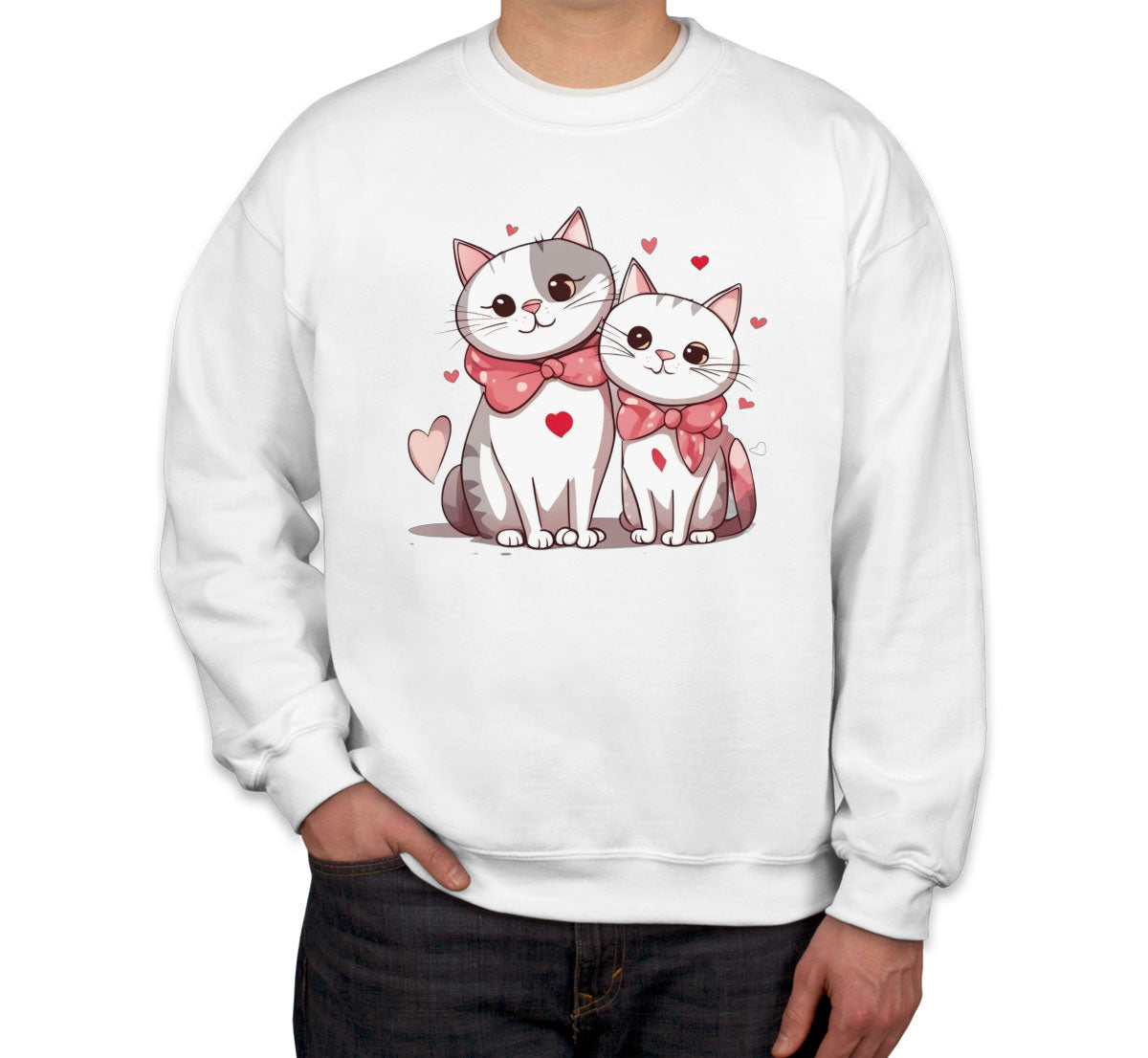 Cute Cat Couples Valentine's Day Unisex Sweatshirt