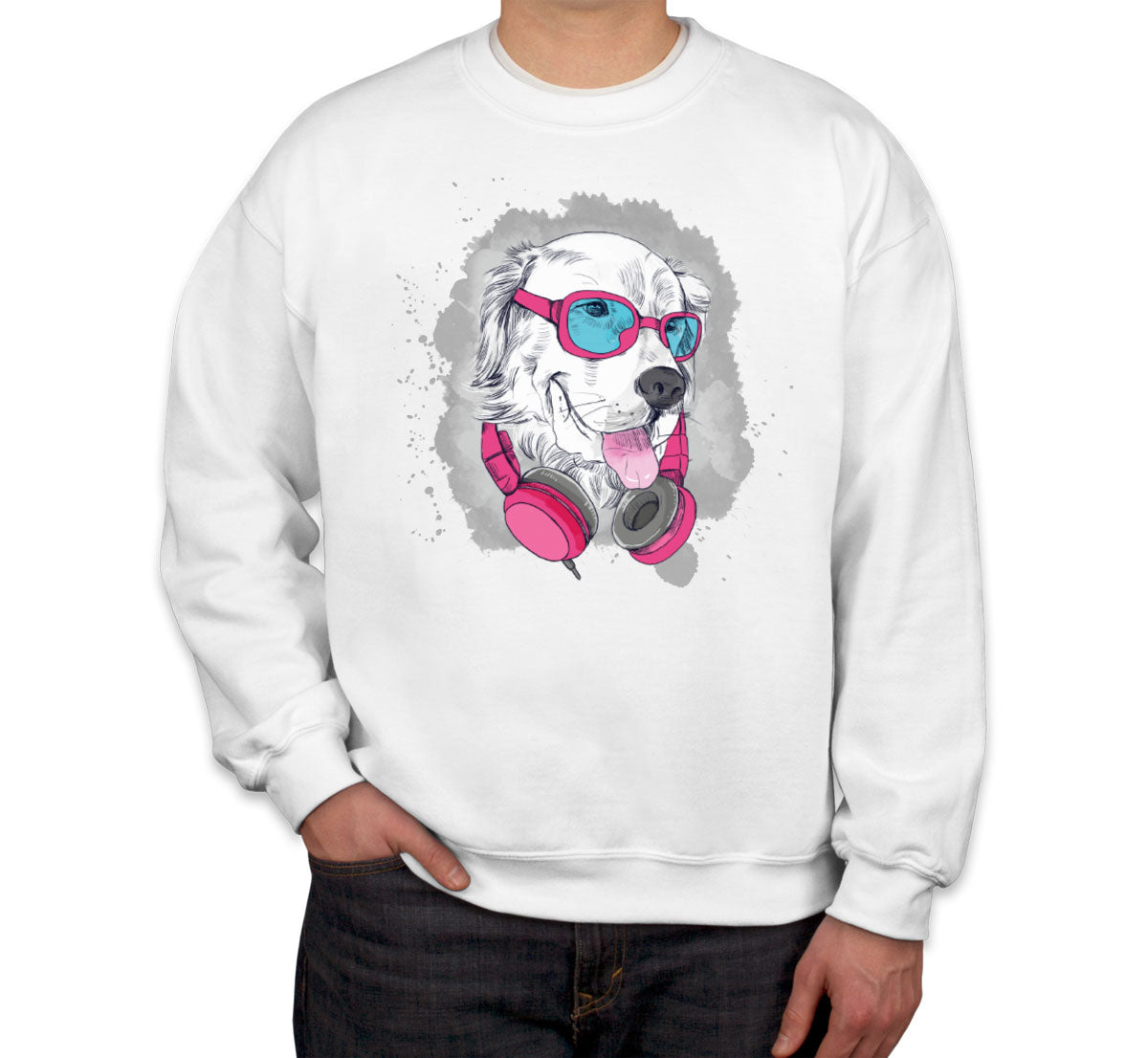 Cool Dog With Headphone Unisex Sweatshirt