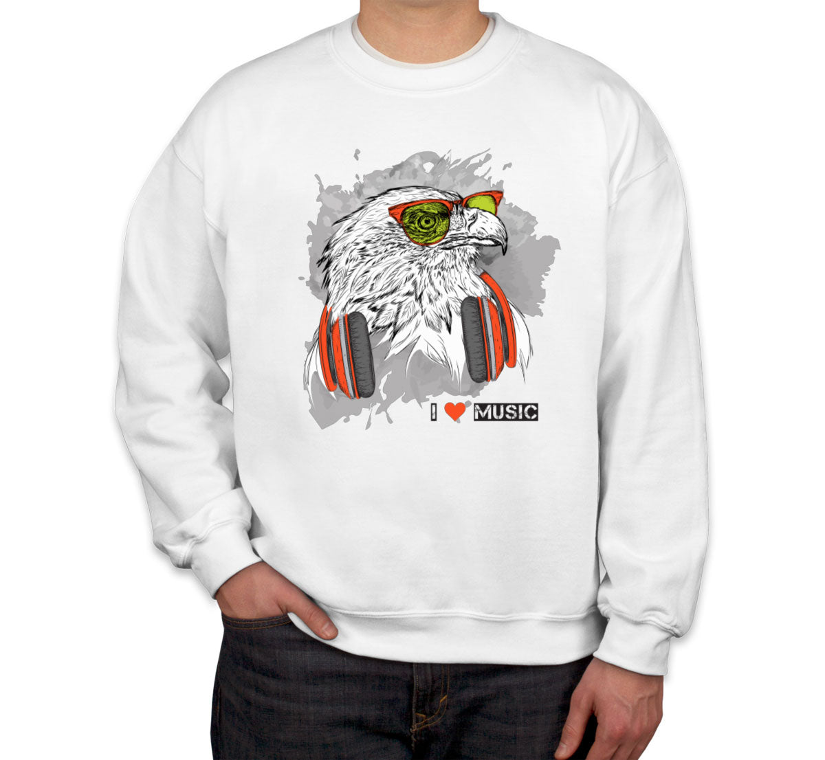 I Love Music Eagle With Headphones Unisex Sweatshirt