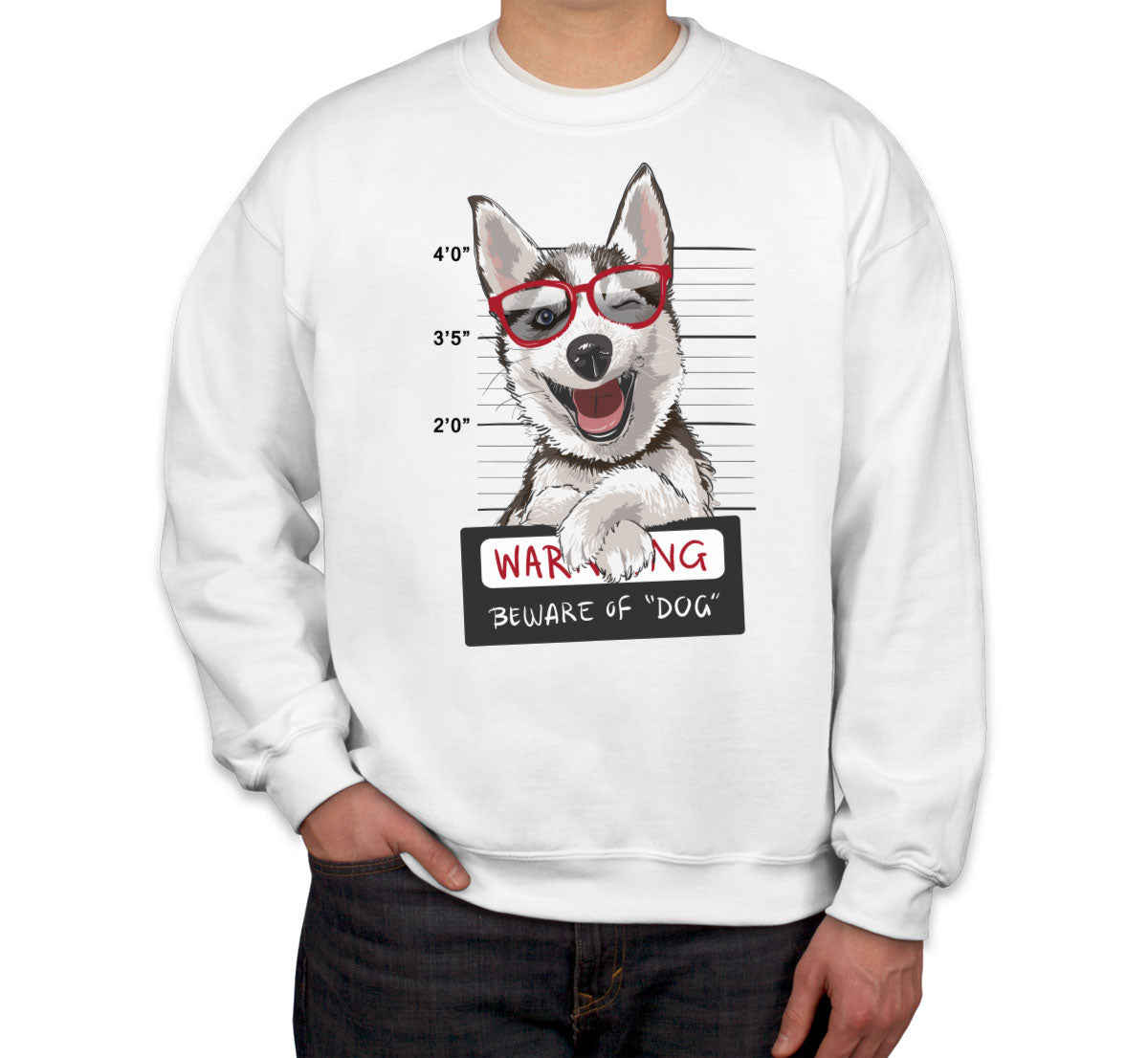 Happy Husky Dog Mugshot Unisex Sweatshirt