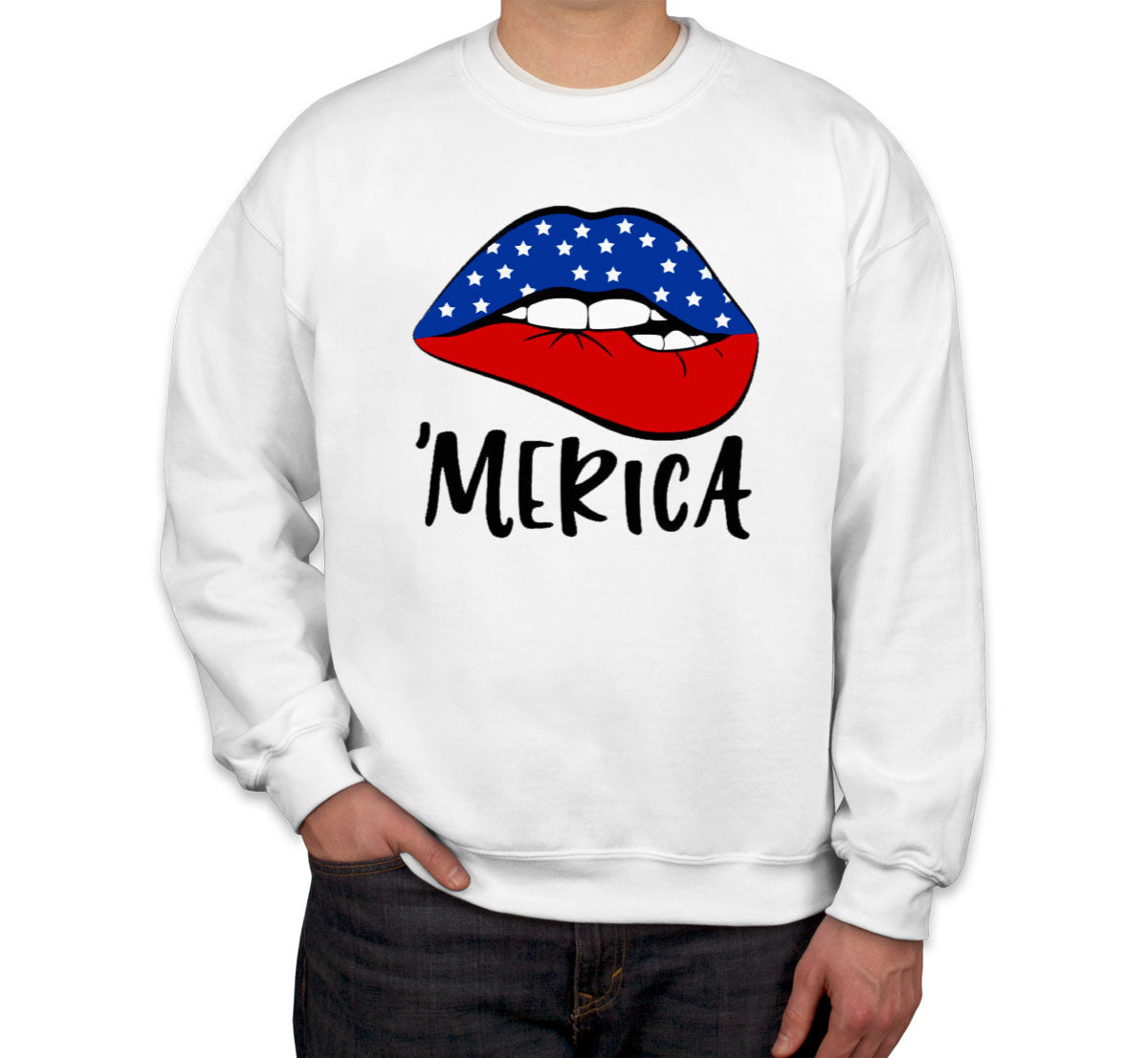 Lipstick Merica American Flag Patriotic Unisex Sweatshirt