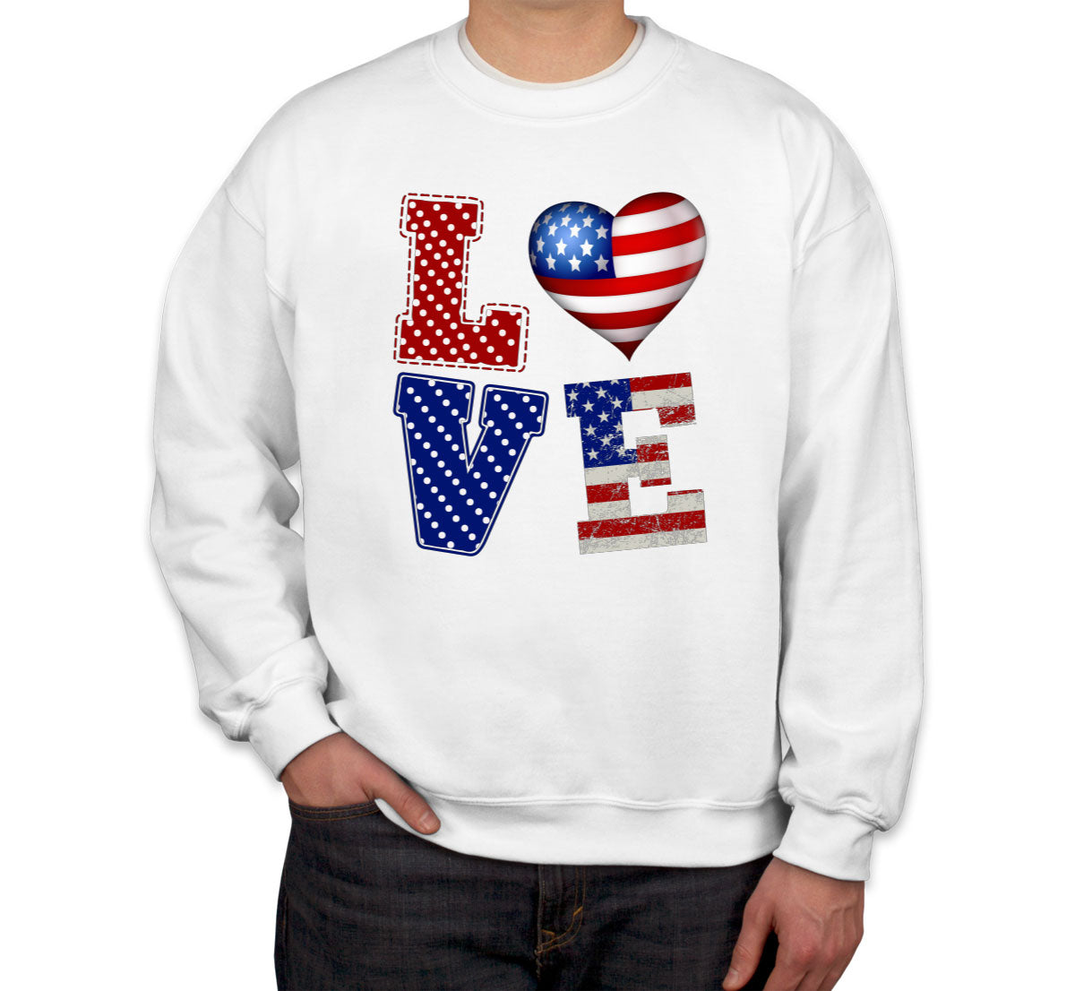 Love USA America Patriotic Unisex Sweatshirt