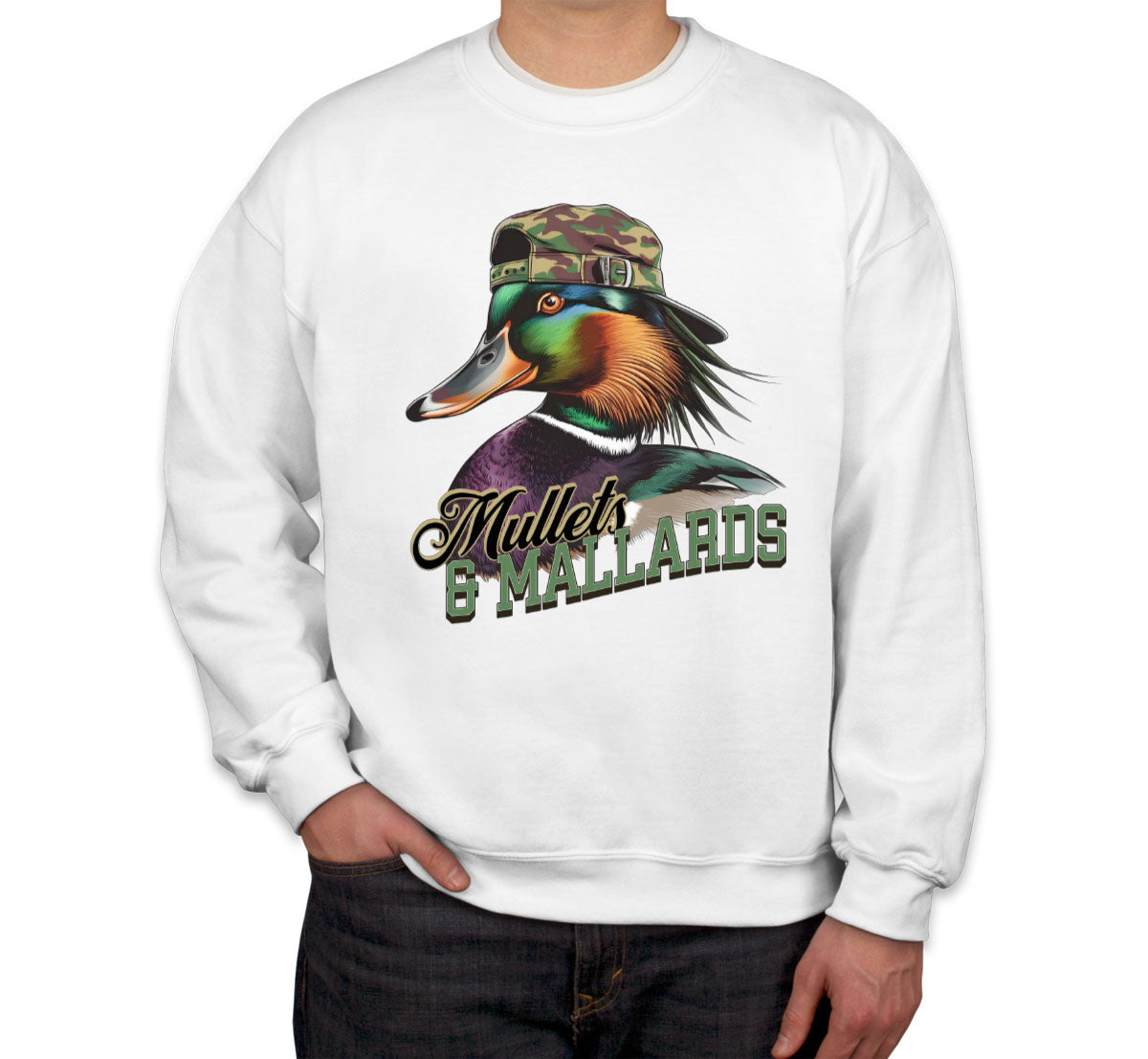 Mullets And Mallards Duck Hunting Unisex Sweatshirt