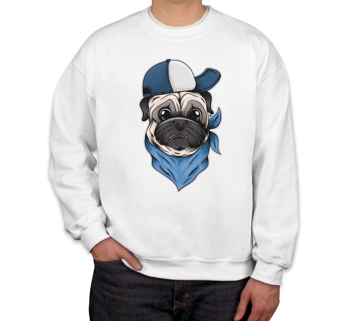 Pug Dog With Hat And Bandana Unisex Sweatshirt