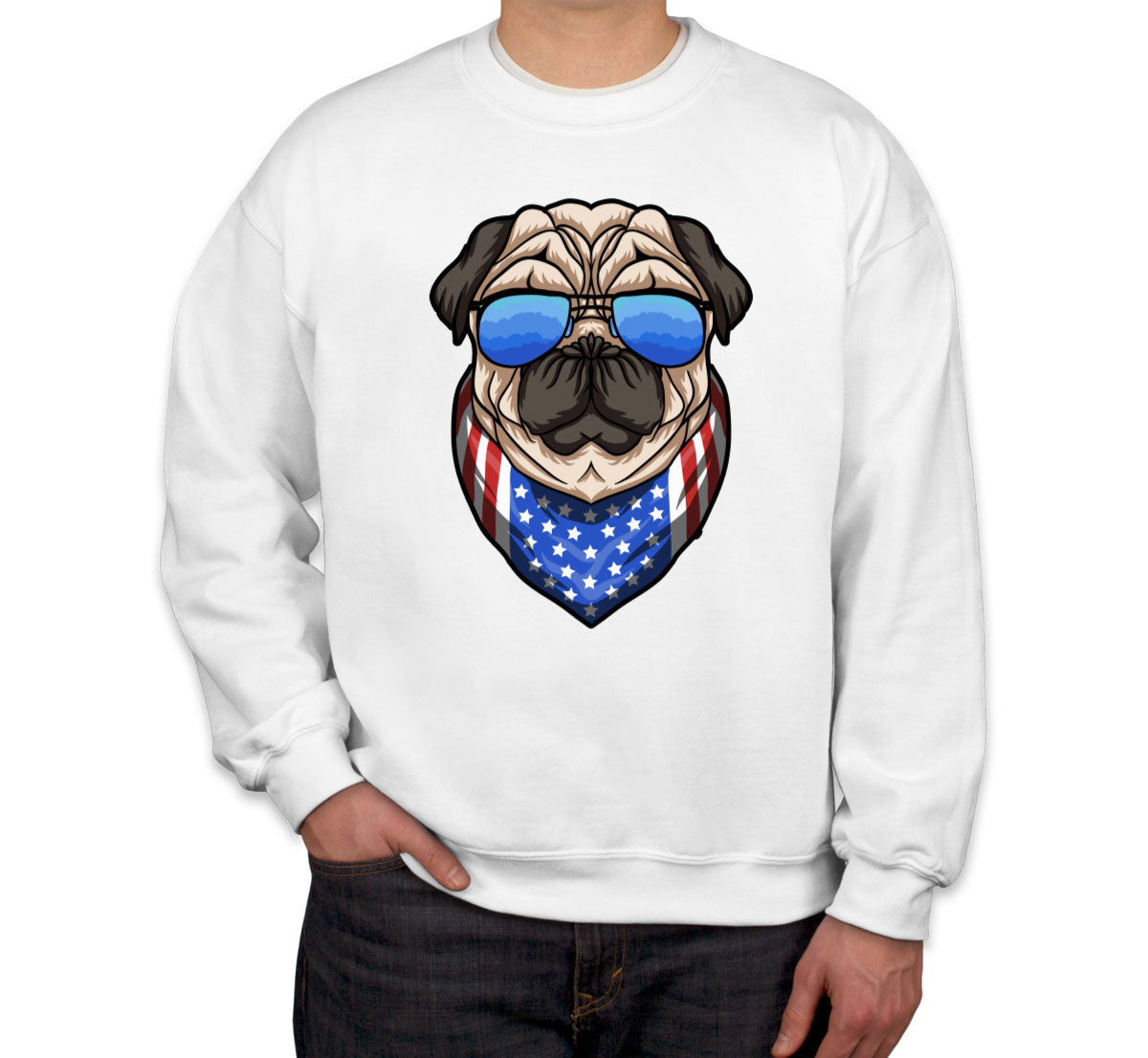 Pug Dog With Sunglasses And Bandana Unisex Sweatshirt