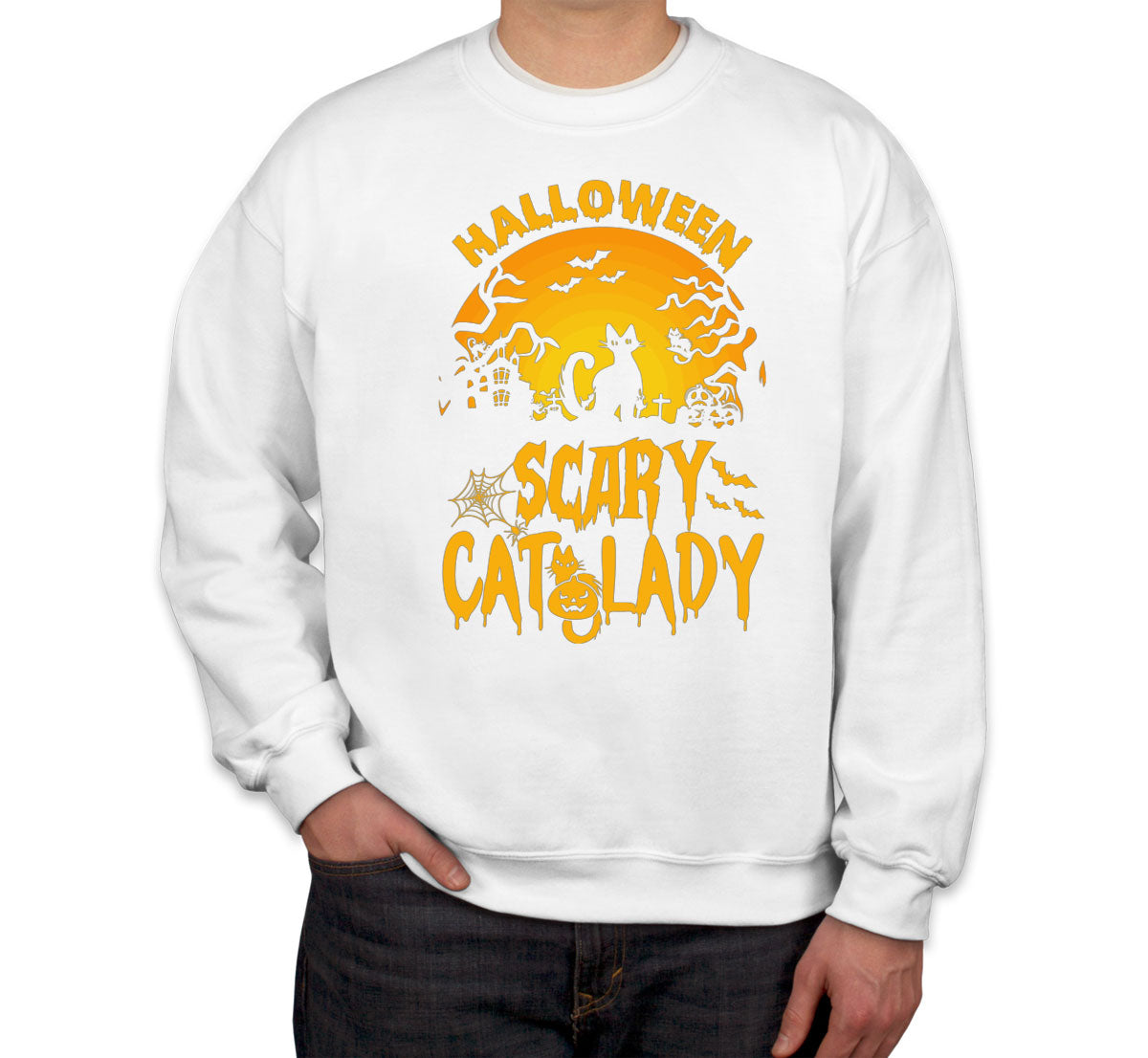 Scary Cat Lady Halloween Unisex Sweatshirt