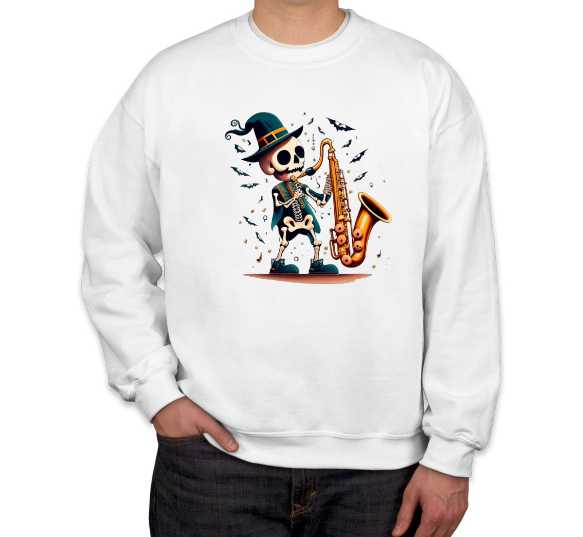 Skeleton Playing Saxophone Unisex Sweatshirt