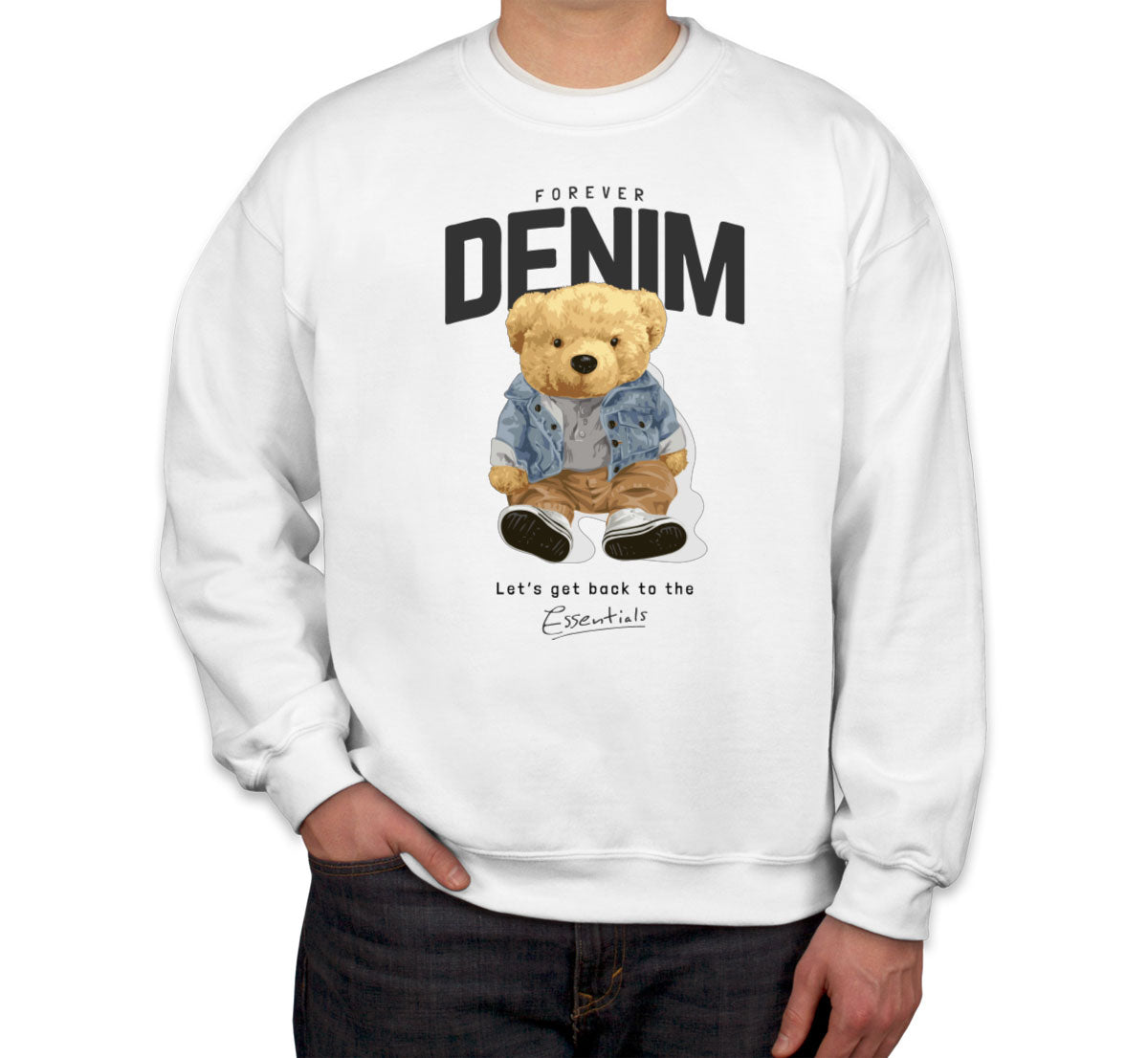 Teddy Bear Forever Denim Unisex Sweatshirt