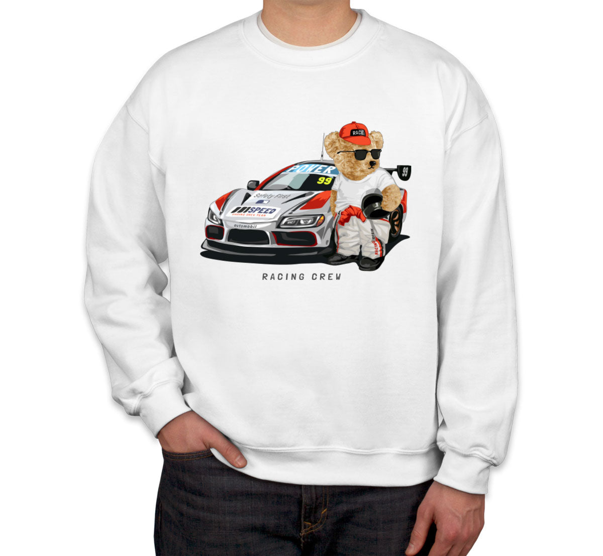 Teddy Bear Racing Crew Unisex Sweatshirt