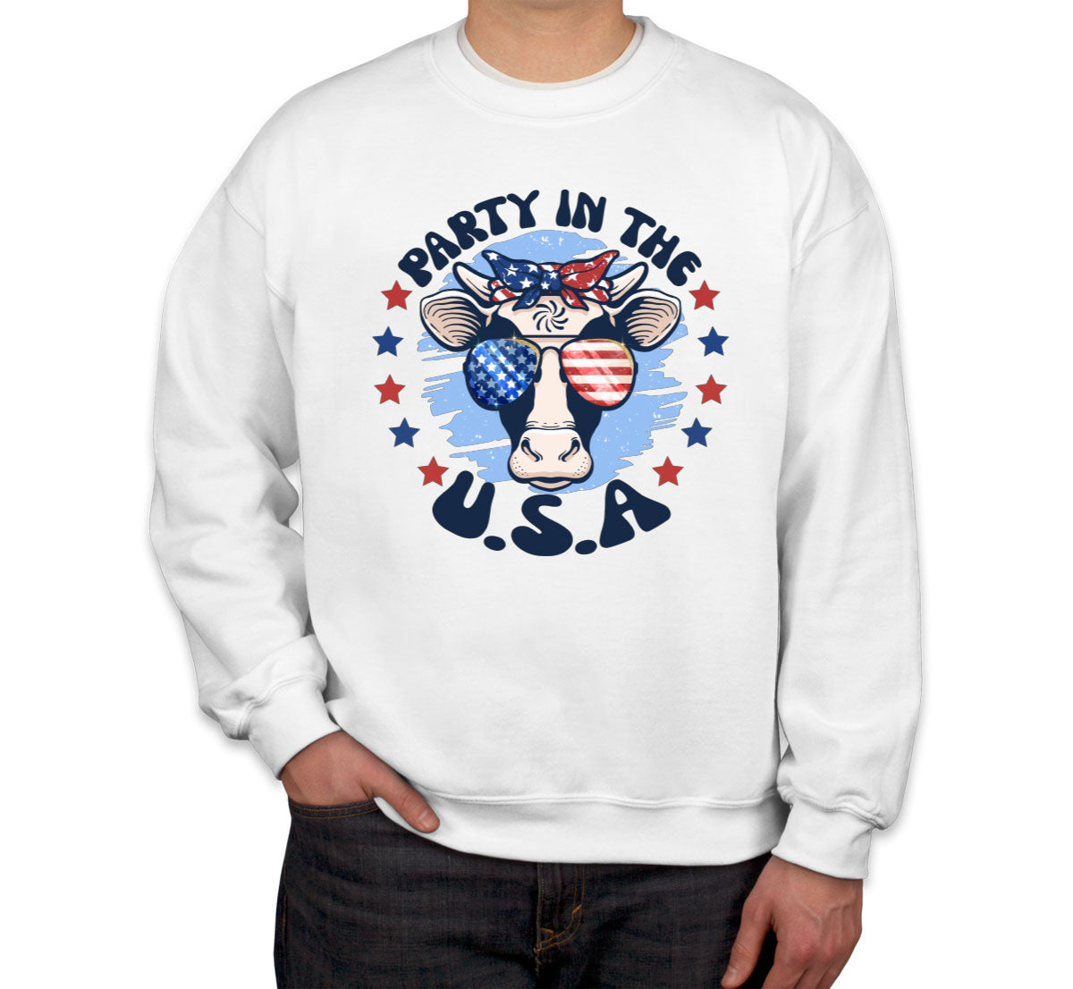 Party In The USA Patriotic American Cow Unisex Sweatshirt