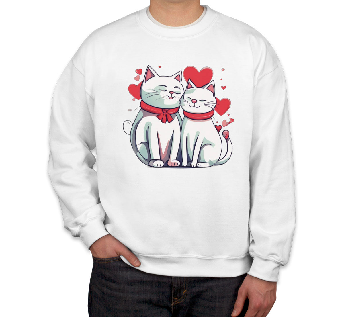 Cute Cat Couples Valentine's Day Unisex Sweatshirt