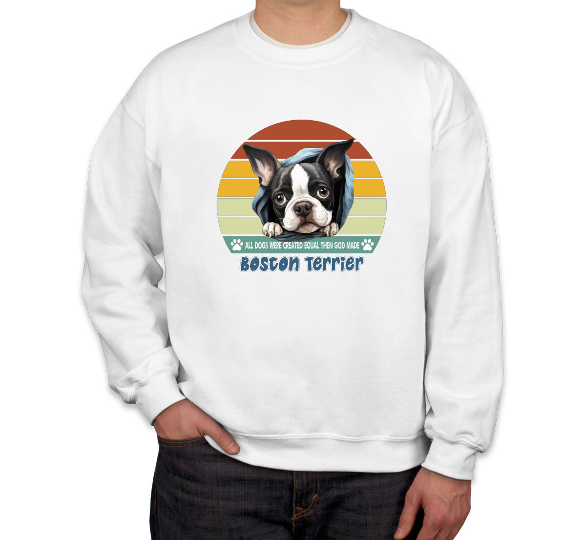 All Dogs Were Created Equal Boston Terrier Unisex Sweatshirt