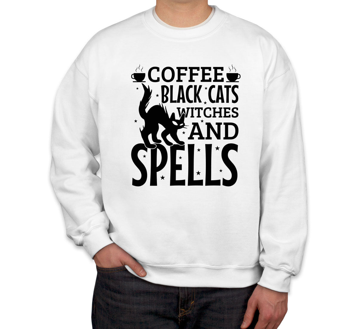 Coffee Black Cats Witches And Spells Halloween Unisex Sweatshirt