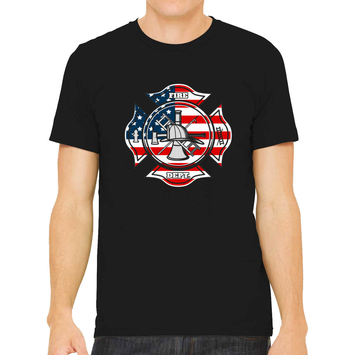 Fire Department American Flag Pattern Men's T-shirt