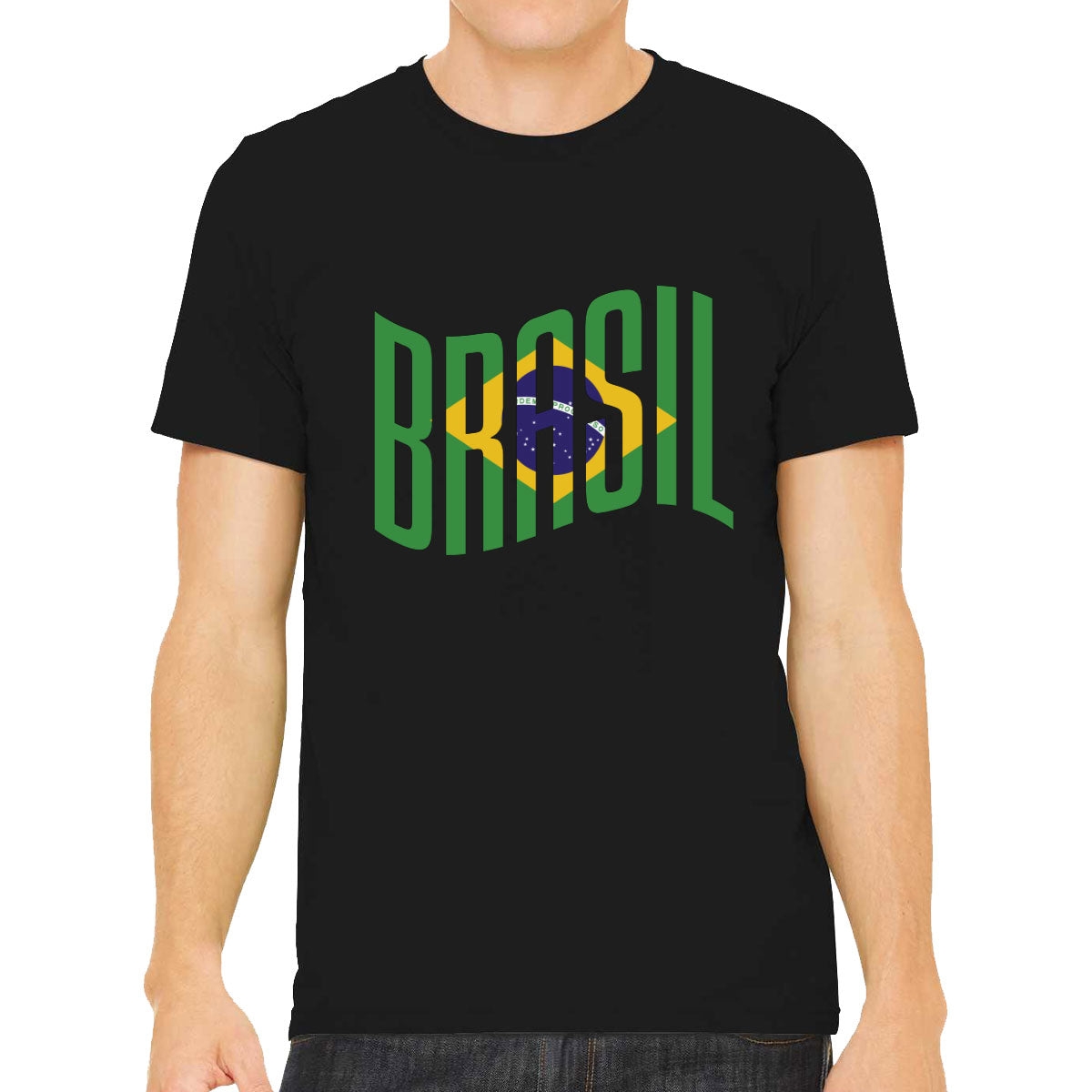 Brasil Typography With Brazil Flag Men's T-shirt