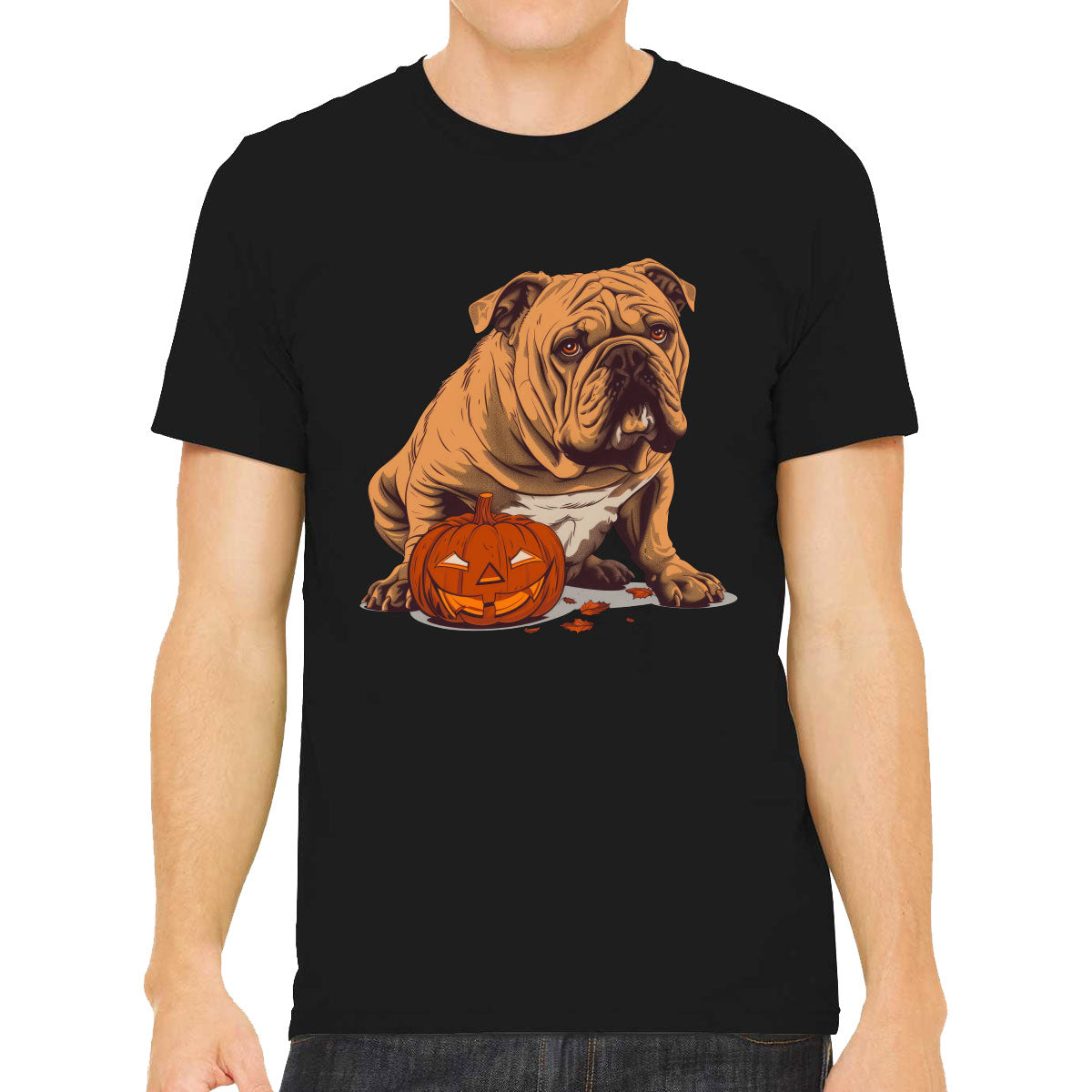 Bulldog With Halloween Pumpkin Men's T-shirt