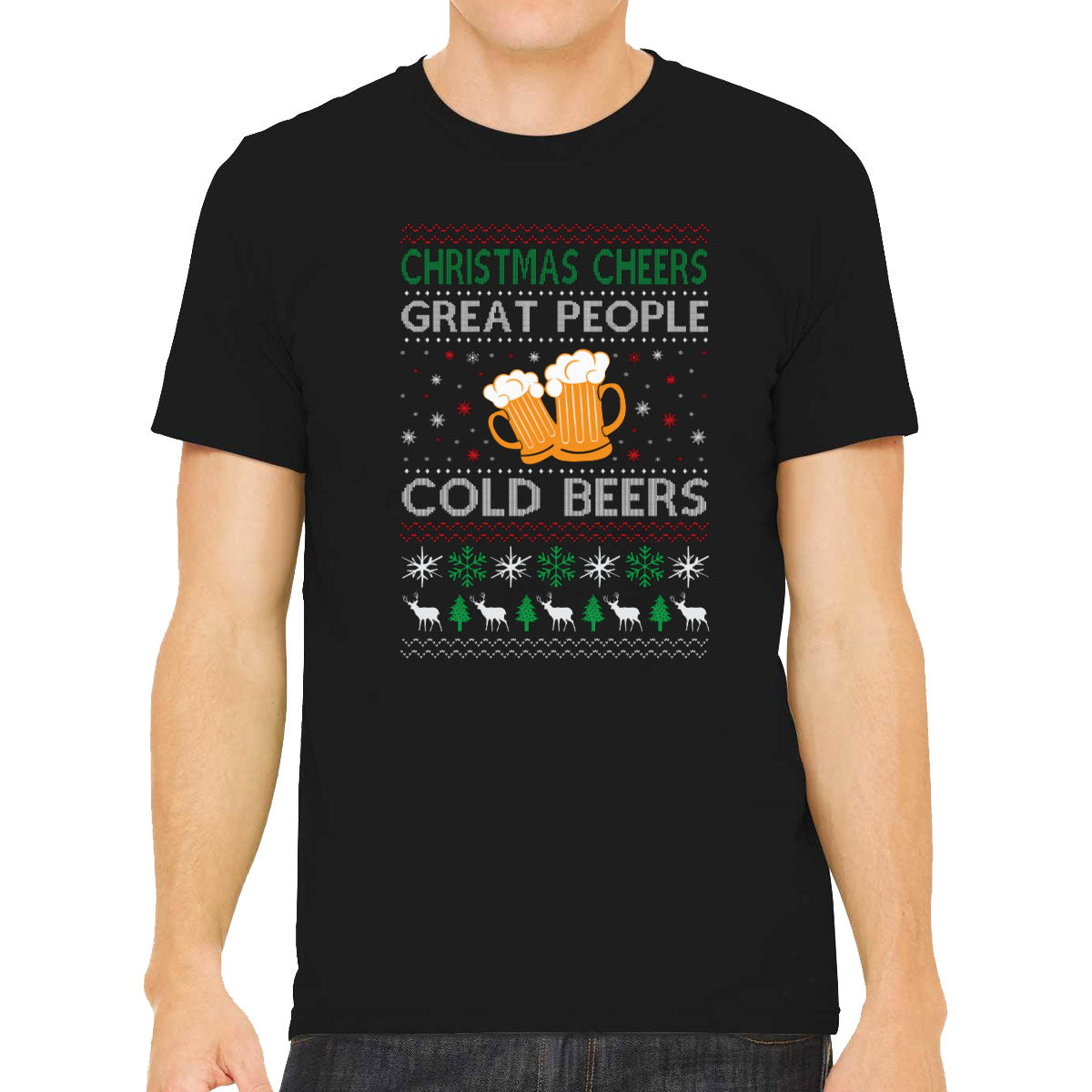 Christmas Cheers Great People Cold Beers Men's T-shirt