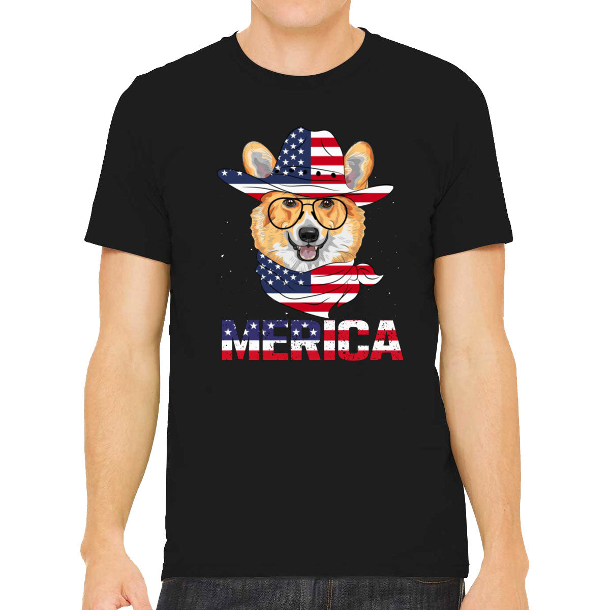 Corgi Merica Patriotic Men's T-shirt
