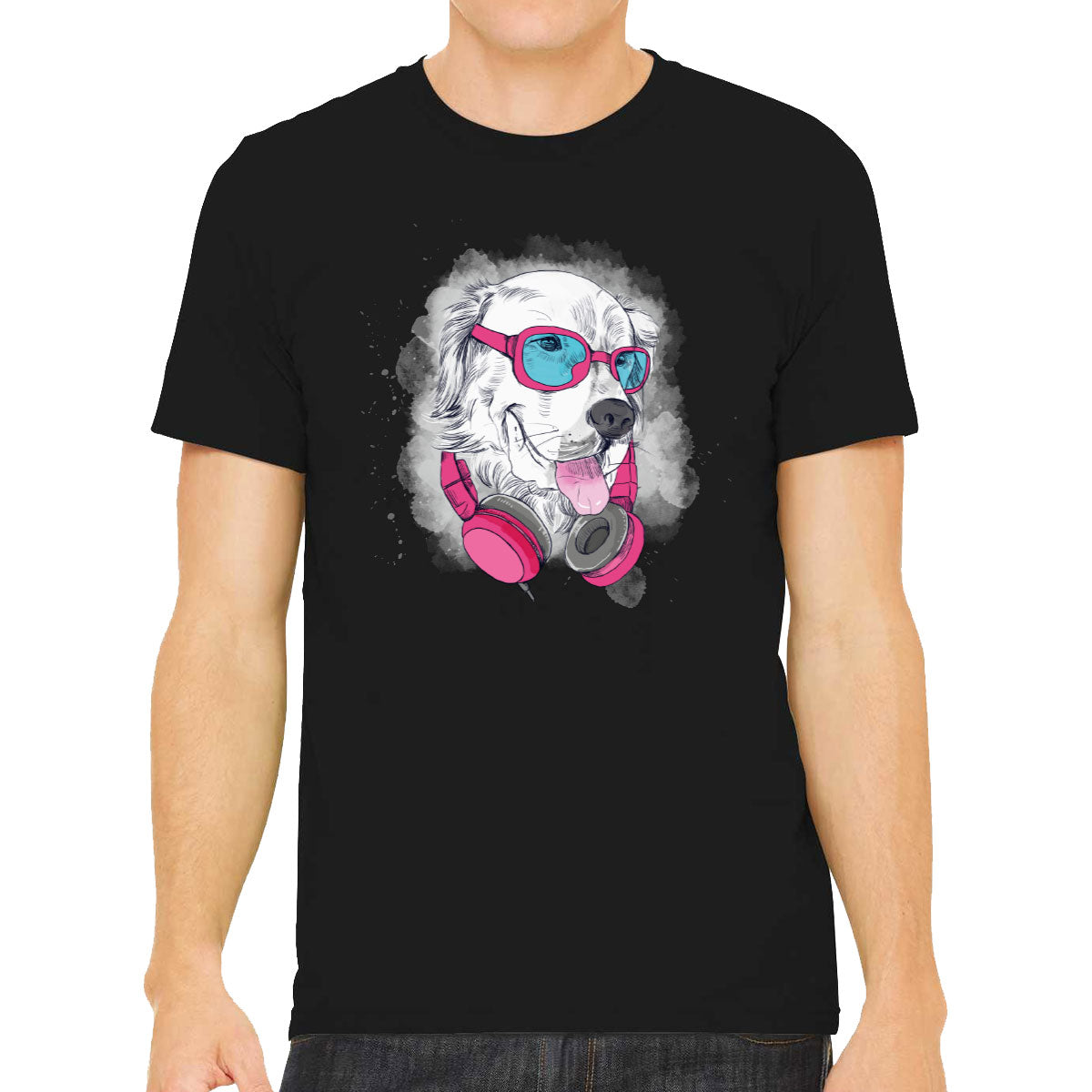 Cool Dog With Headphone Men's T-shirt