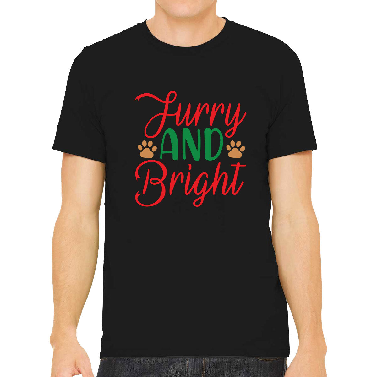 Furry And Bright Dog Paws Christmas Men's T-shirt