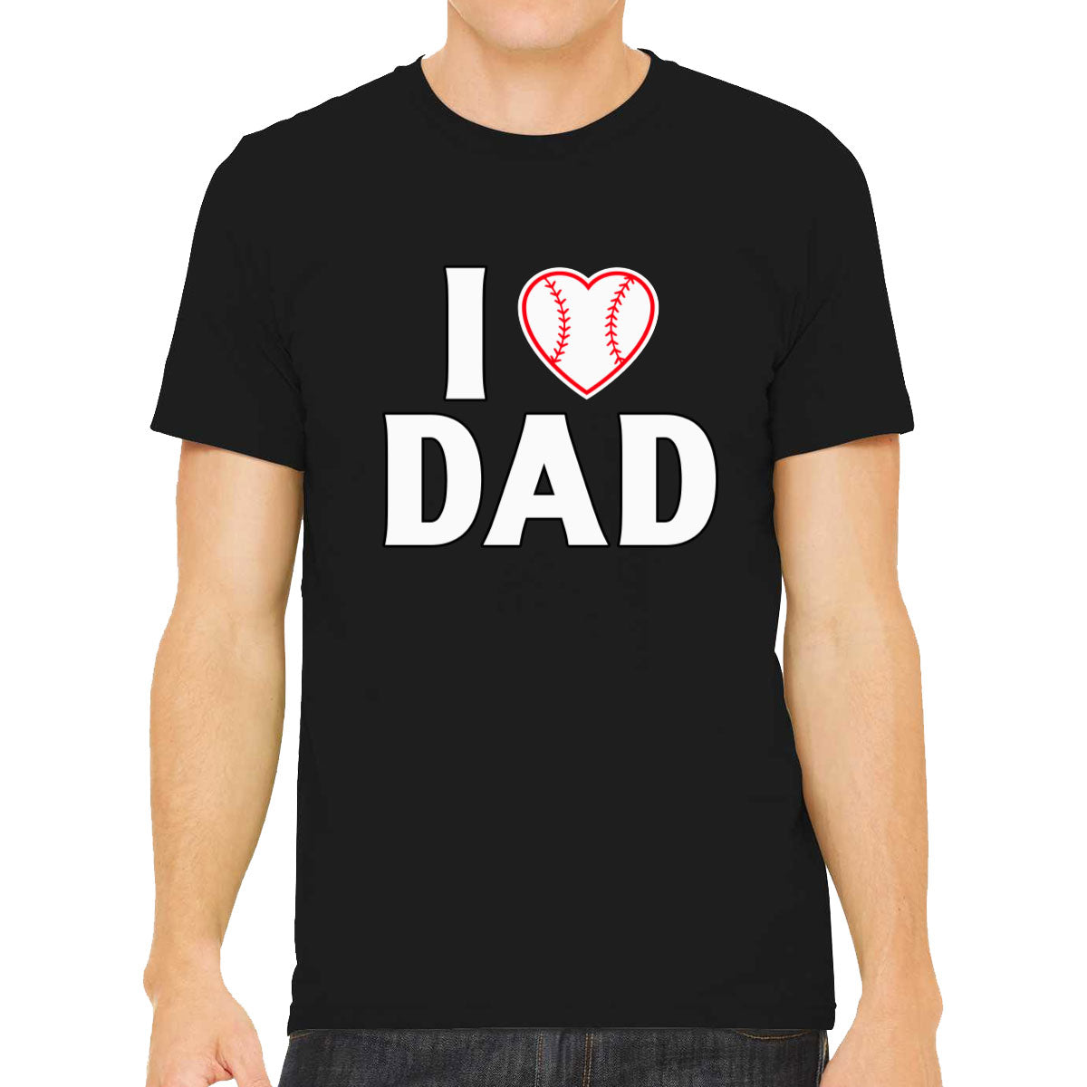 I Love Dad Baseball Heart Men's T-shirt