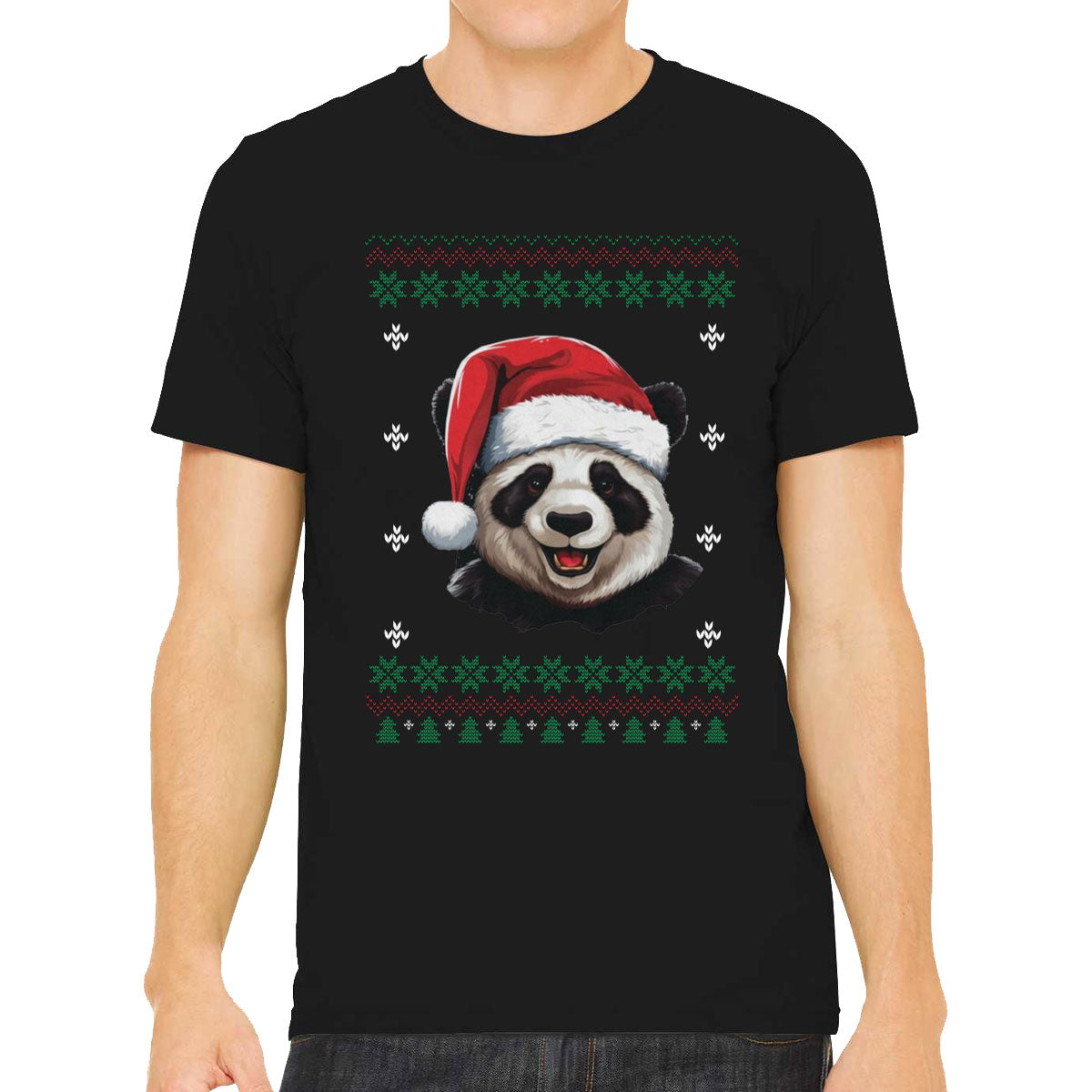 Panda With Santa Hat Ugly Christmas Sweater Men's T-shirt